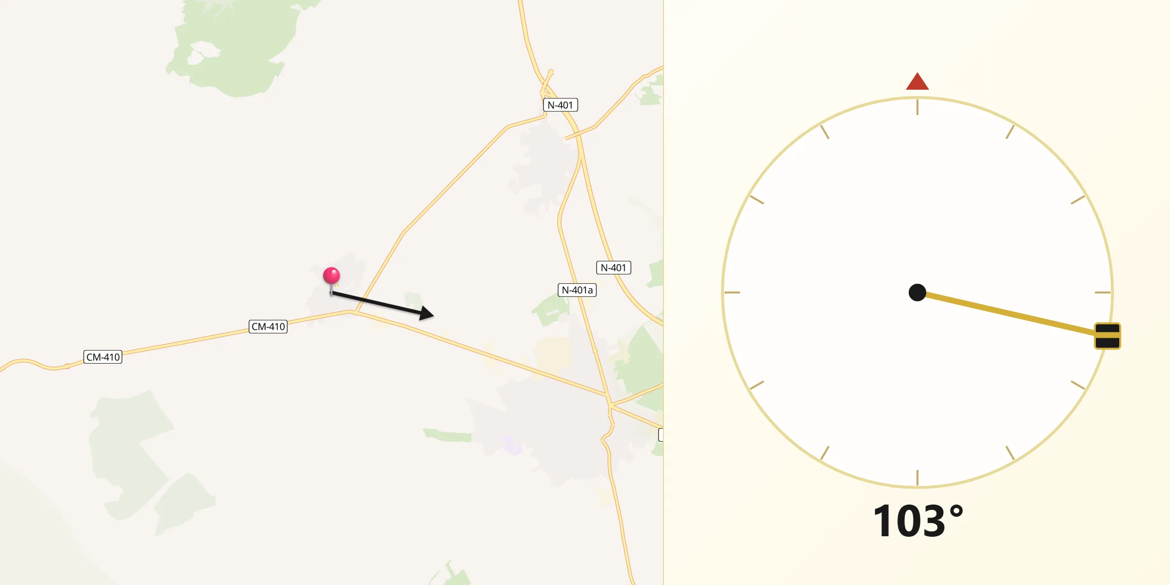 Dirección de la Qibla desde Mazarambroz