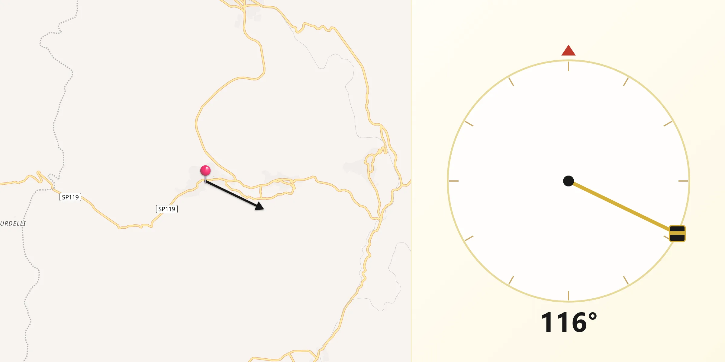 Direzione della Qibla da Gergei