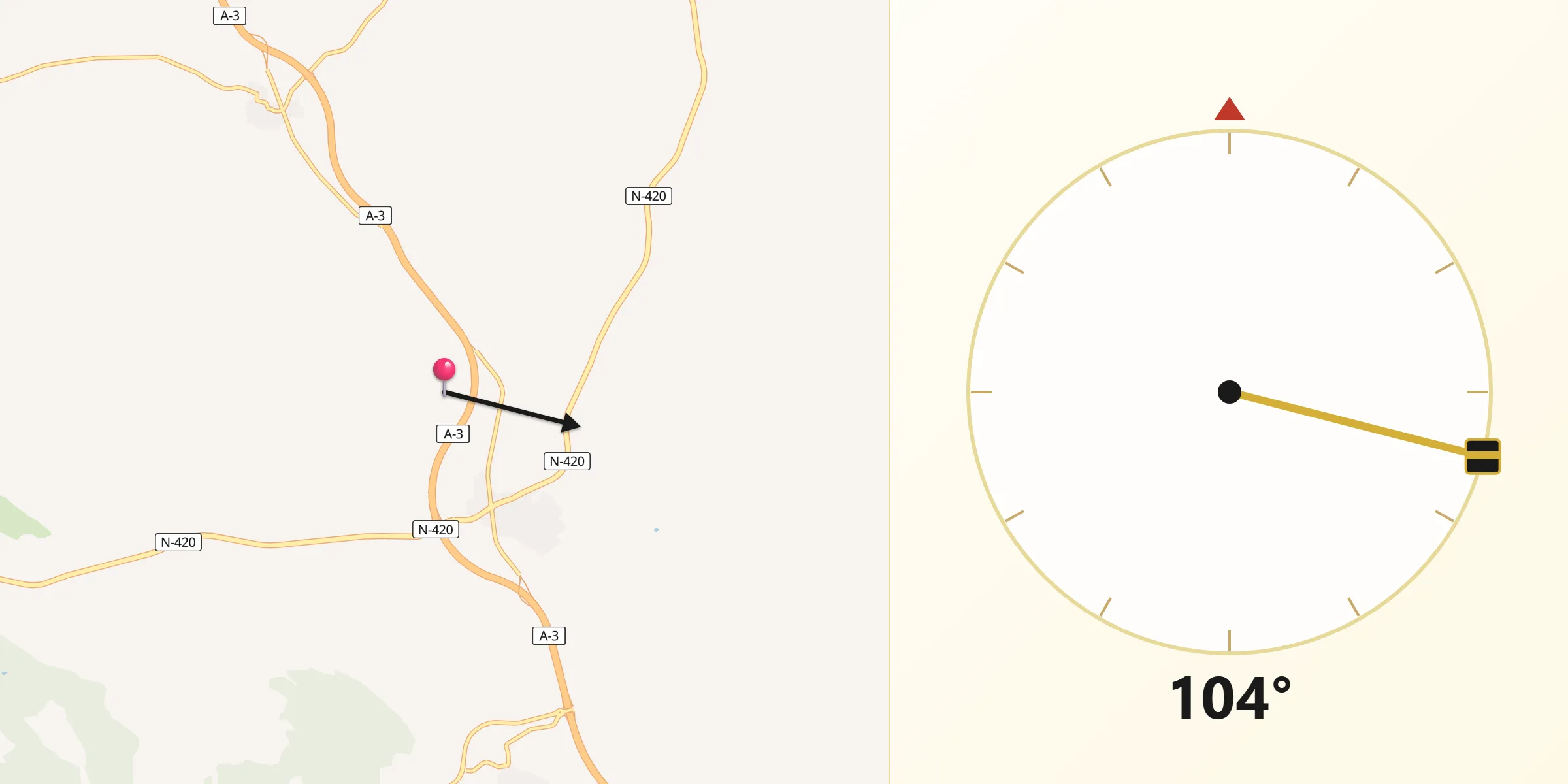 Dirección de la Qibla desde La Almarcha
