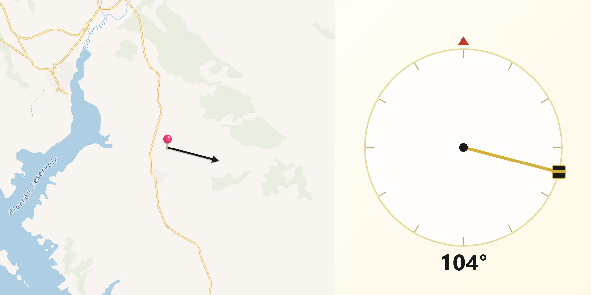 Dirección de la Qibla desde Hontecillas