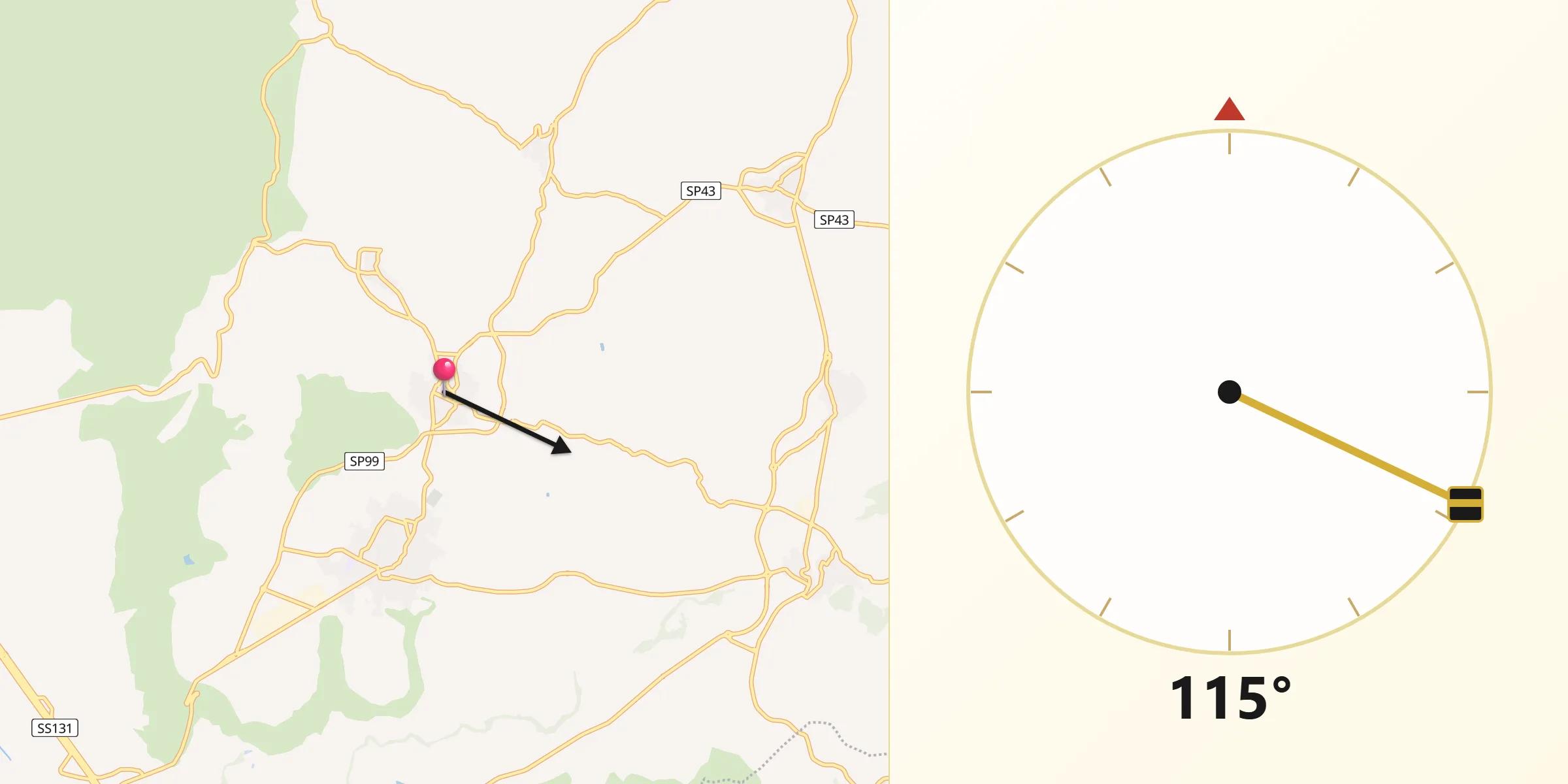 Direzione della Qibla da Masullas