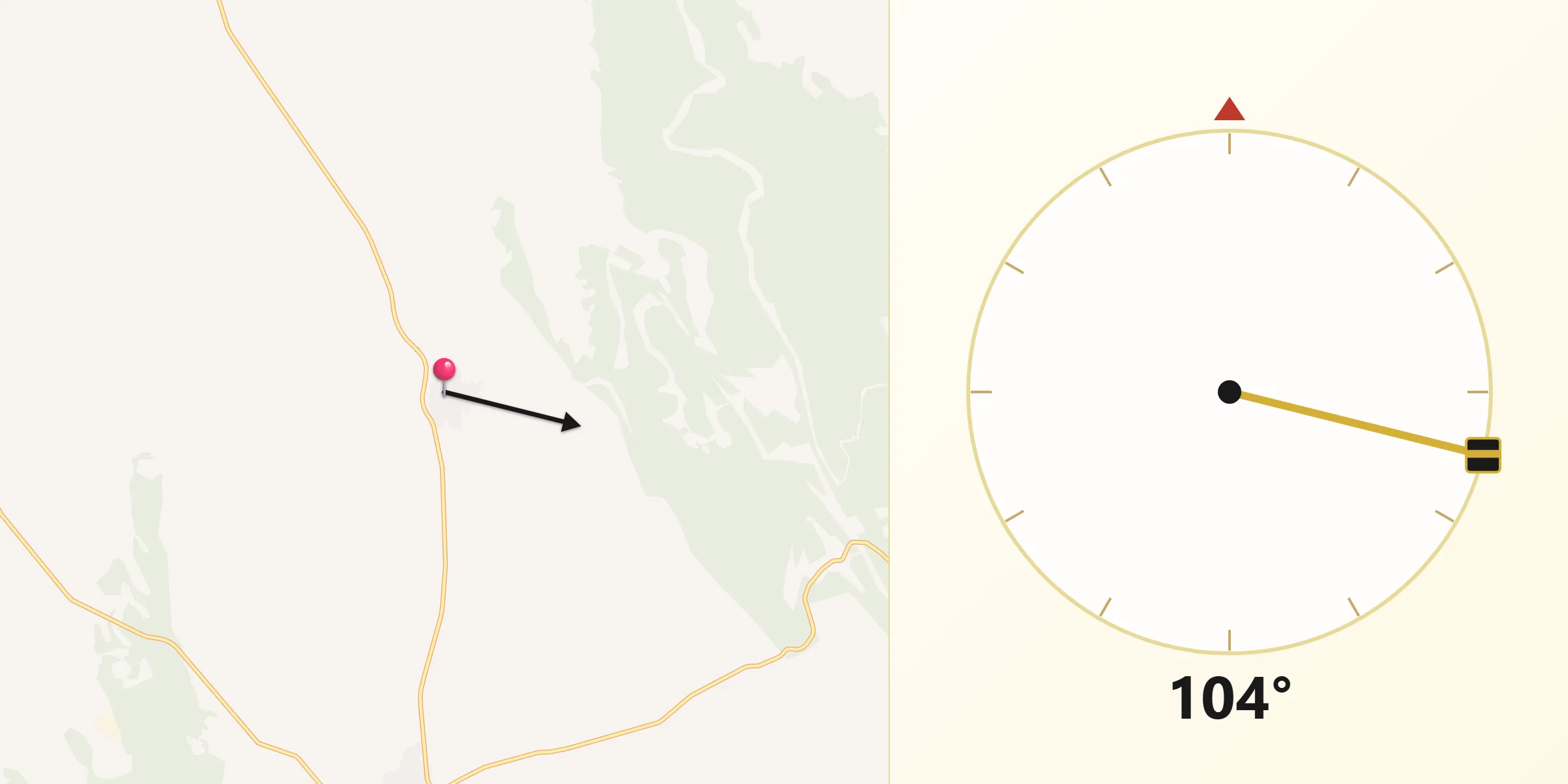 Dirección de la Qibla desde Tresjuncos