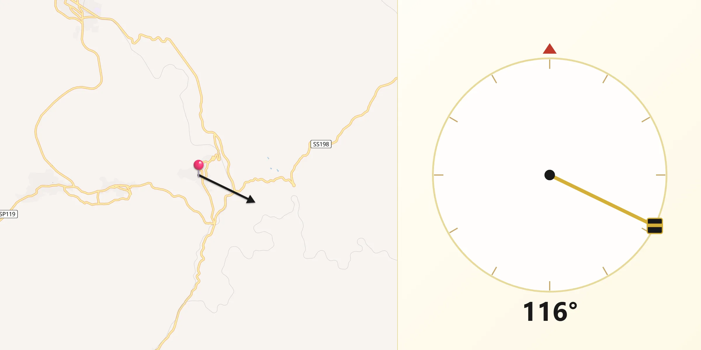 Direzione della Qibla da Serri