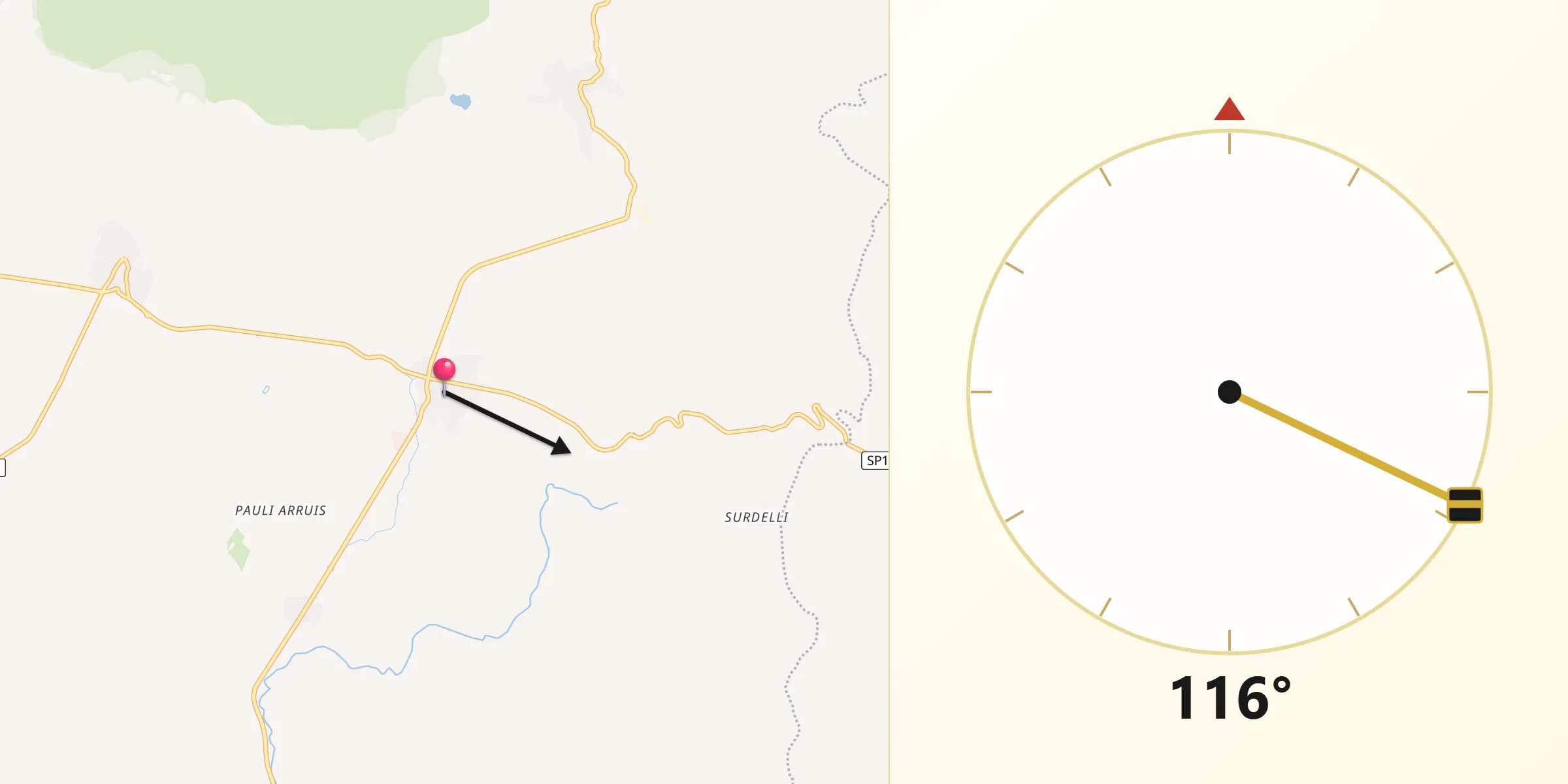 Direzione della Qibla da Barumini