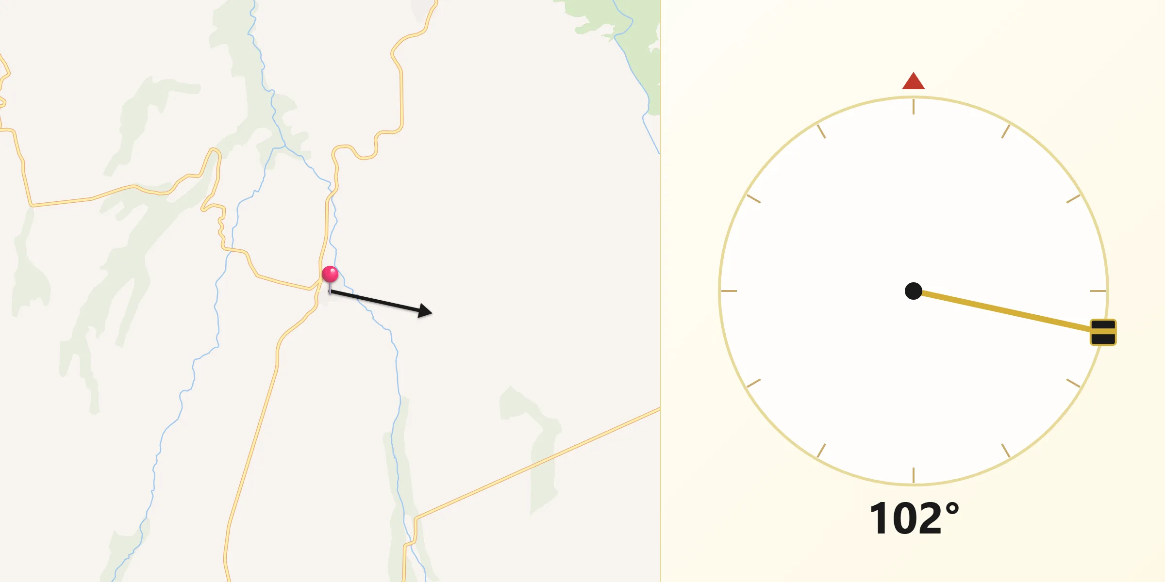 Dirección de la Qibla desde Torrecilla de la Jara