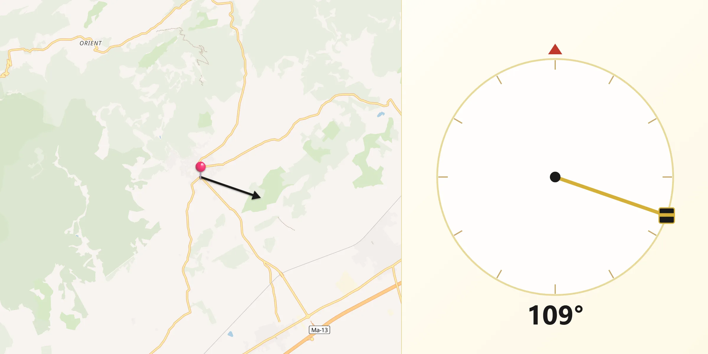 Dirección de la Qibla desde Alaró