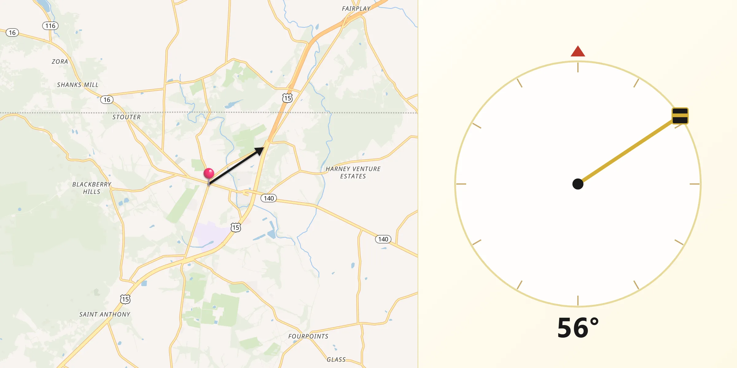 Qibla Direction from Emmitsburg