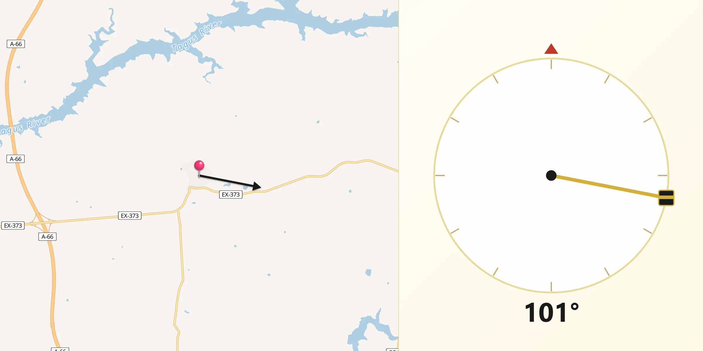 Dirección de la Qibla desde Hinojal