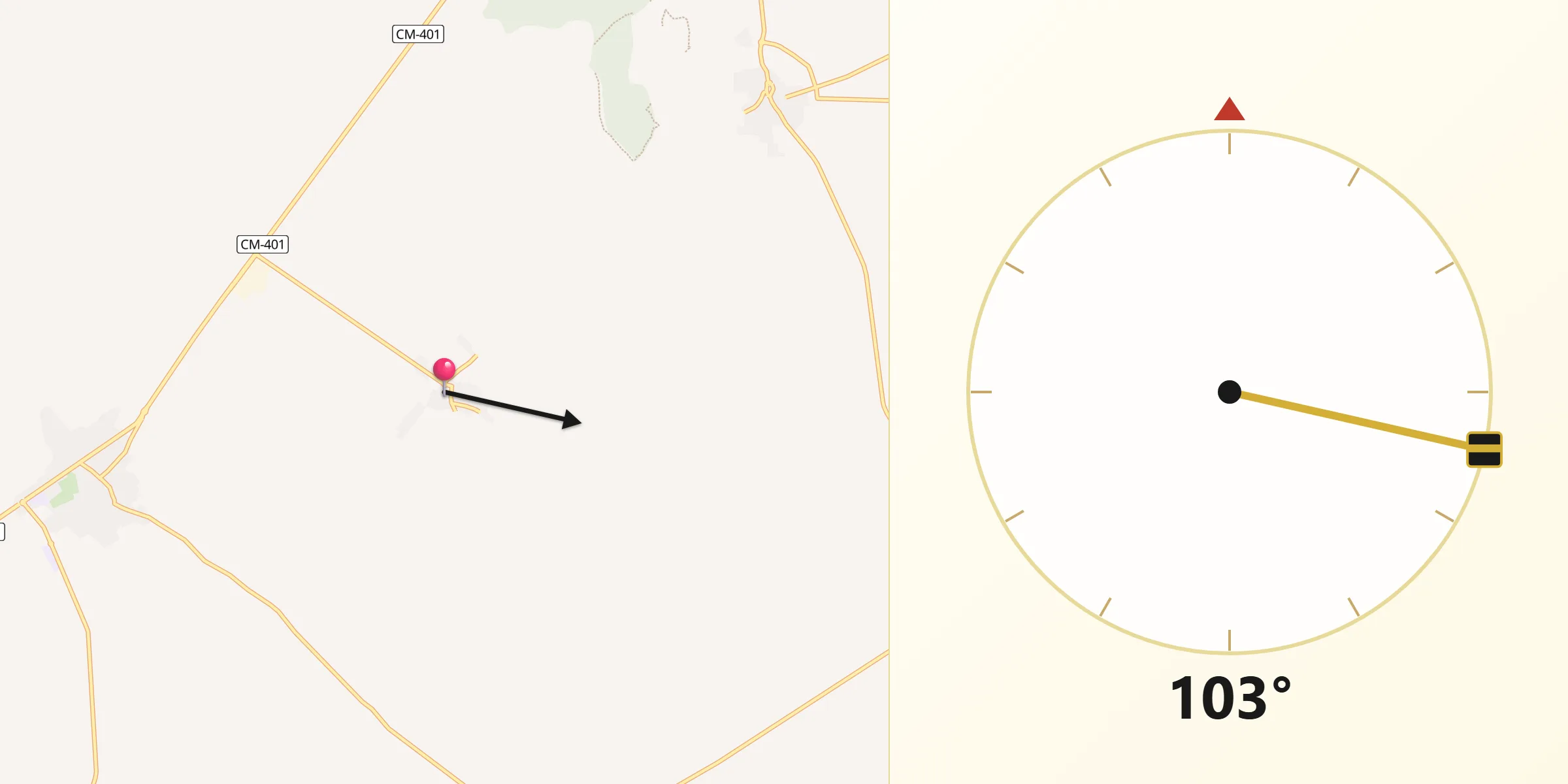 Dirección de la Qibla desde Totanés