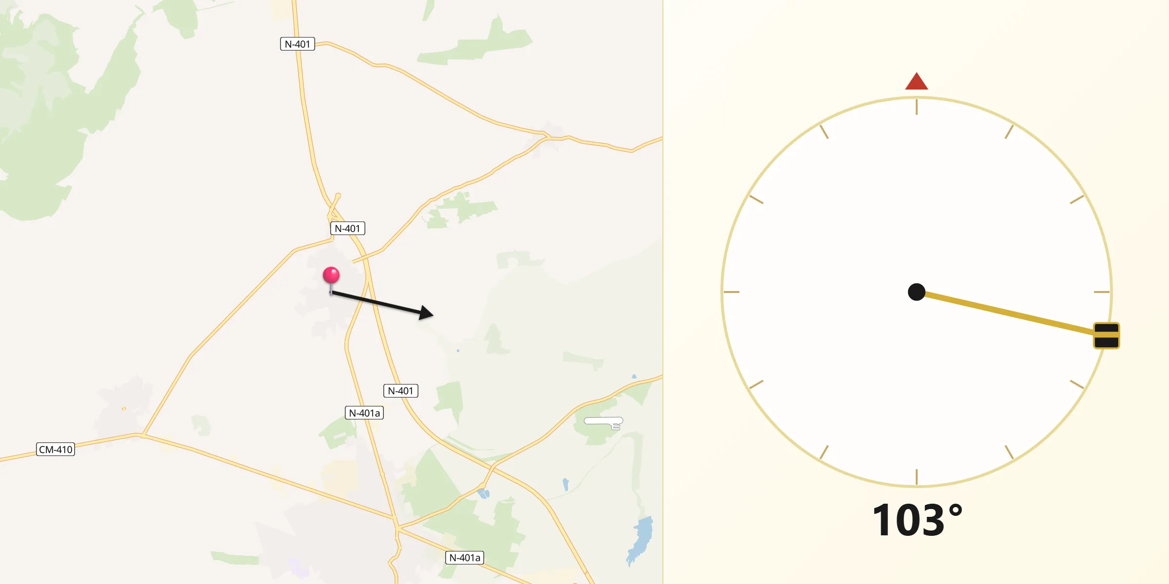 Dirección de la Qibla desde Ajofrín