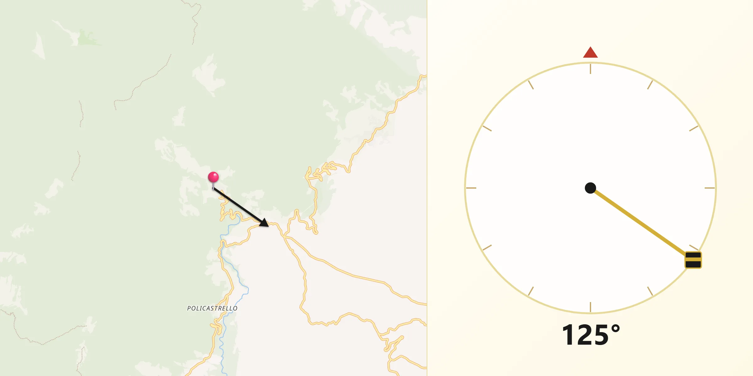 Direzione della Qibla da San Donato di Ninea