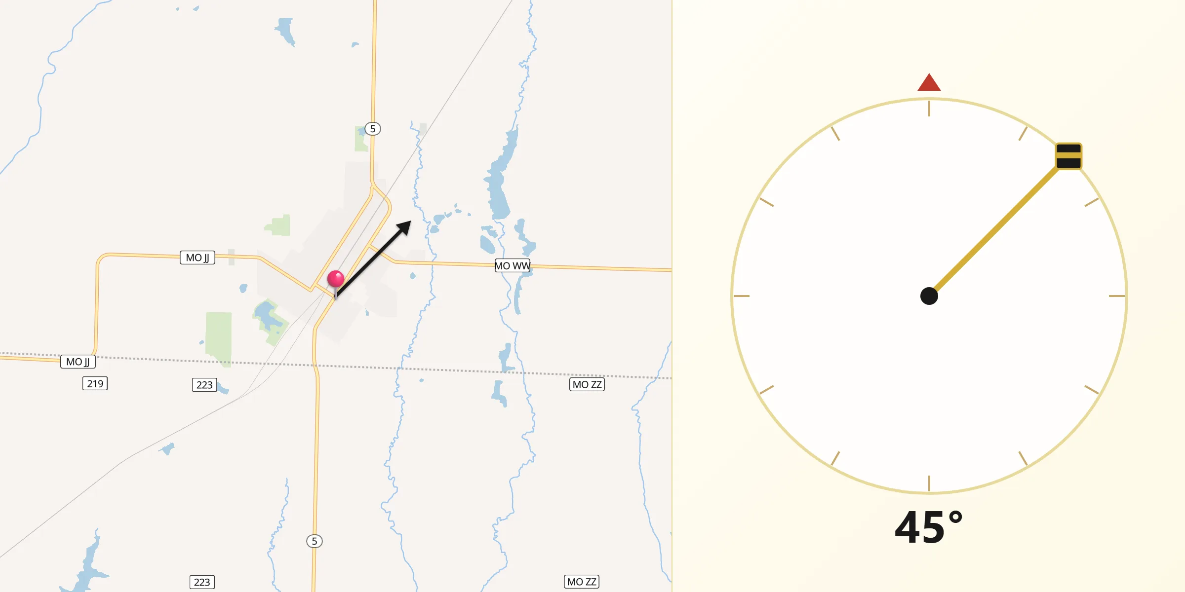 Qibla Direction from Marceline