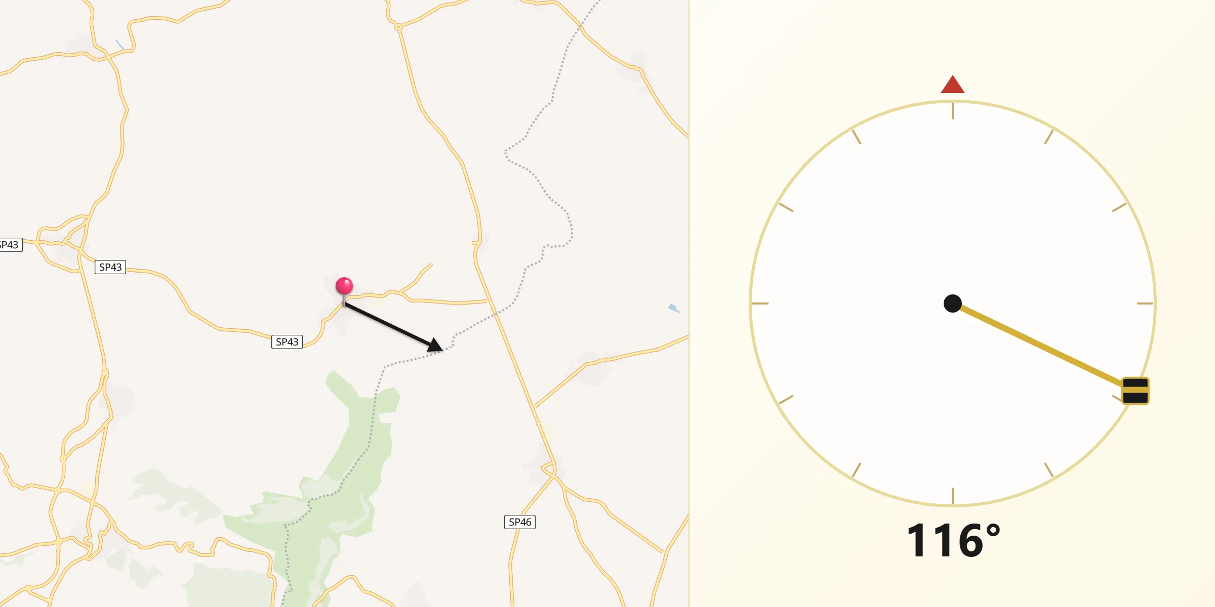 Direzione della Qibla da Baressa