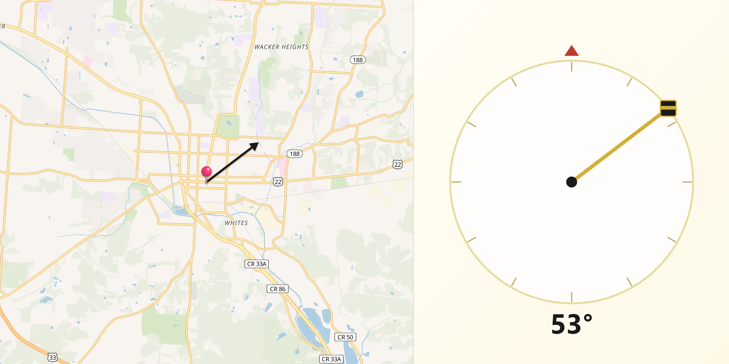 Dirección de la Qibla desde Lancaster