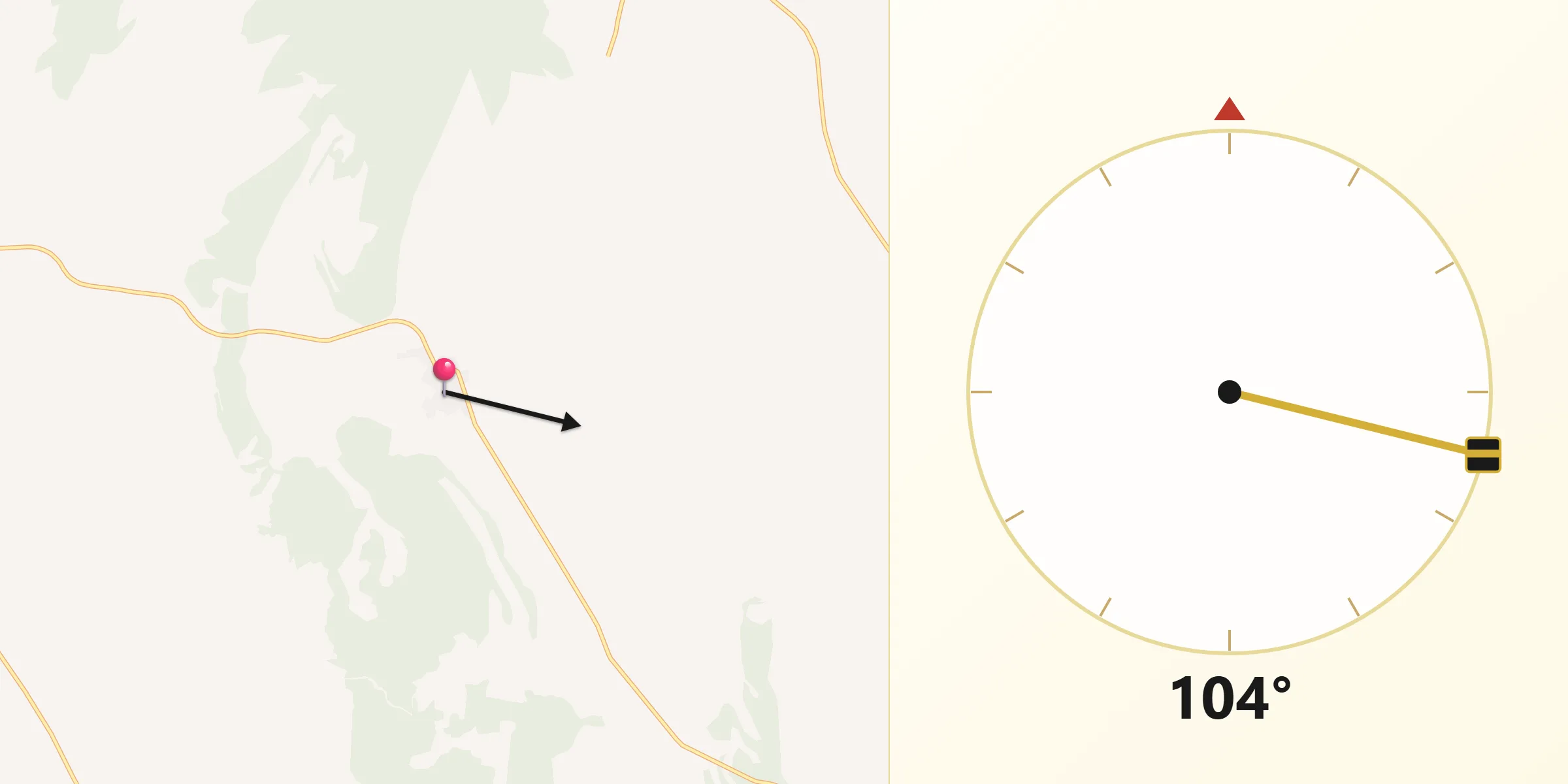 Dirección de la Qibla desde Hontanaya