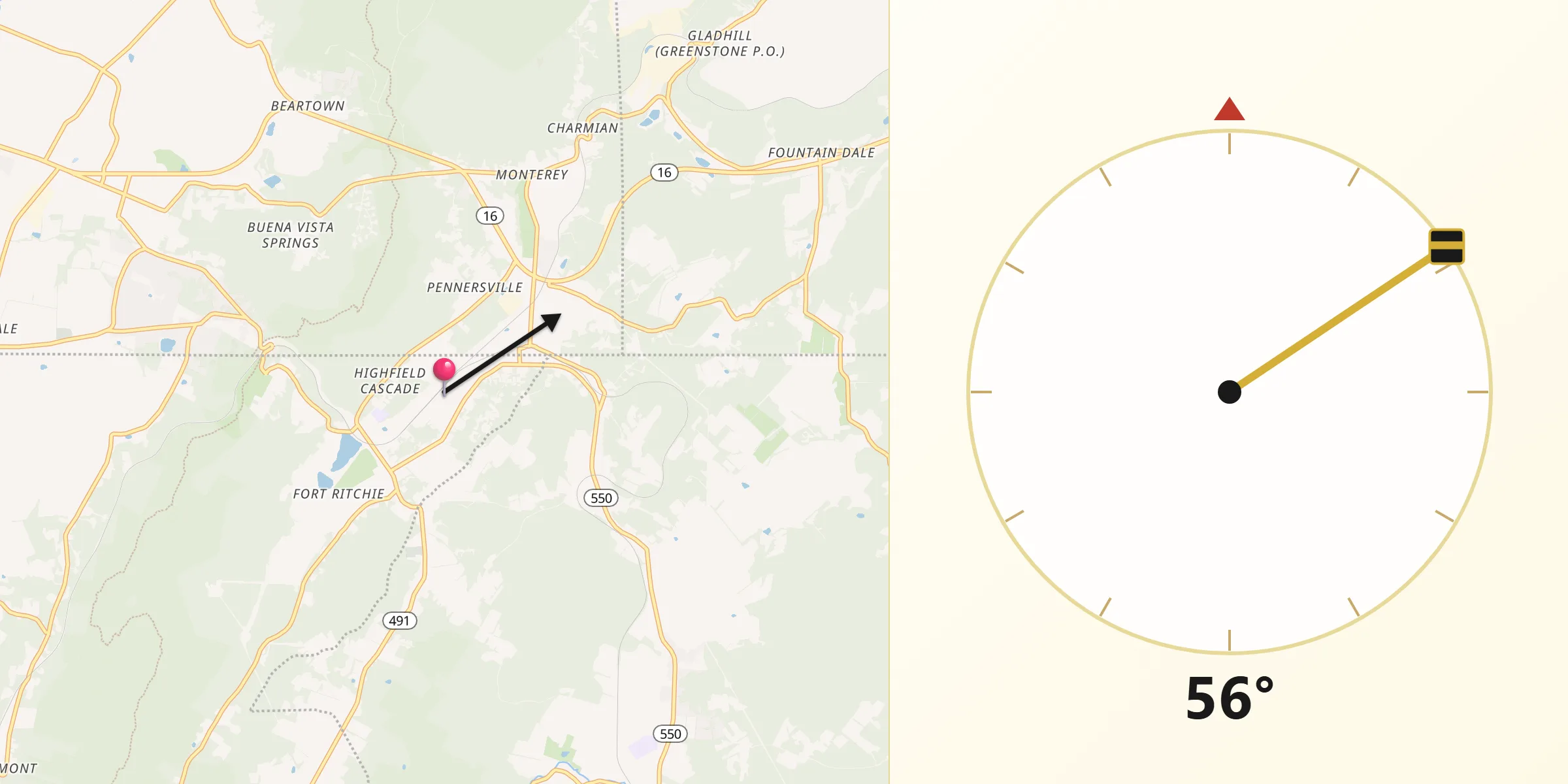 Qibla Direction from Highfield-Cascade