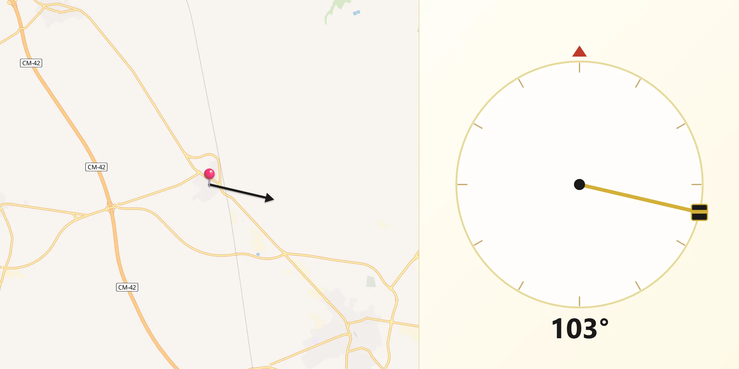Dirección de la Qibla desde Mascaraque