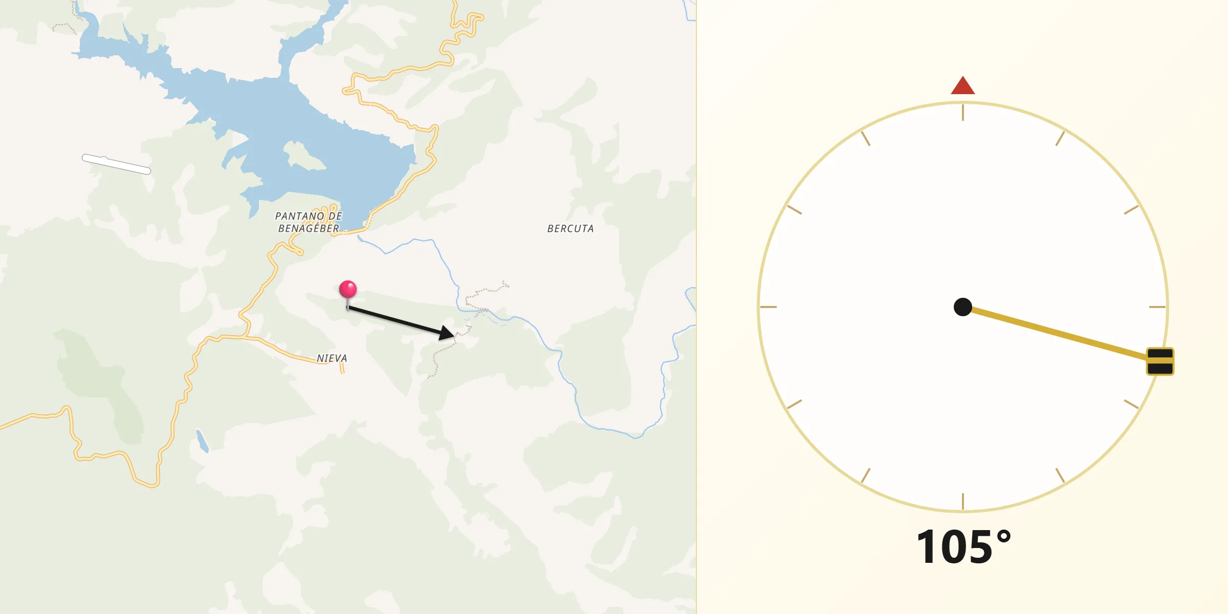 Dirección de la Qibla desde Benagéber