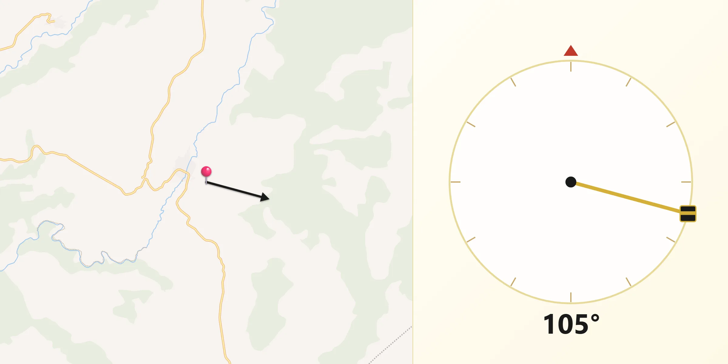 Dirección de la Qibla desde Mira