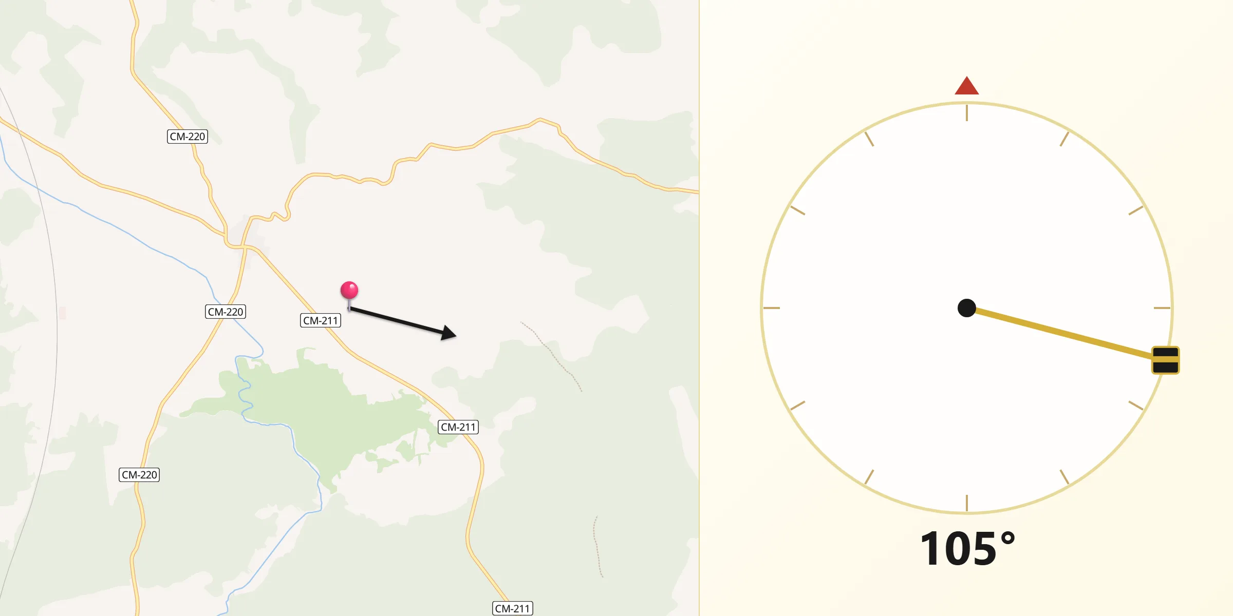 Dirección de la Qibla desde Almodóvar del Pinar