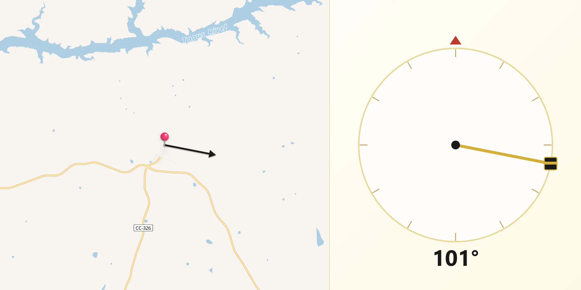 Dirección de la Qibla desde Talaván