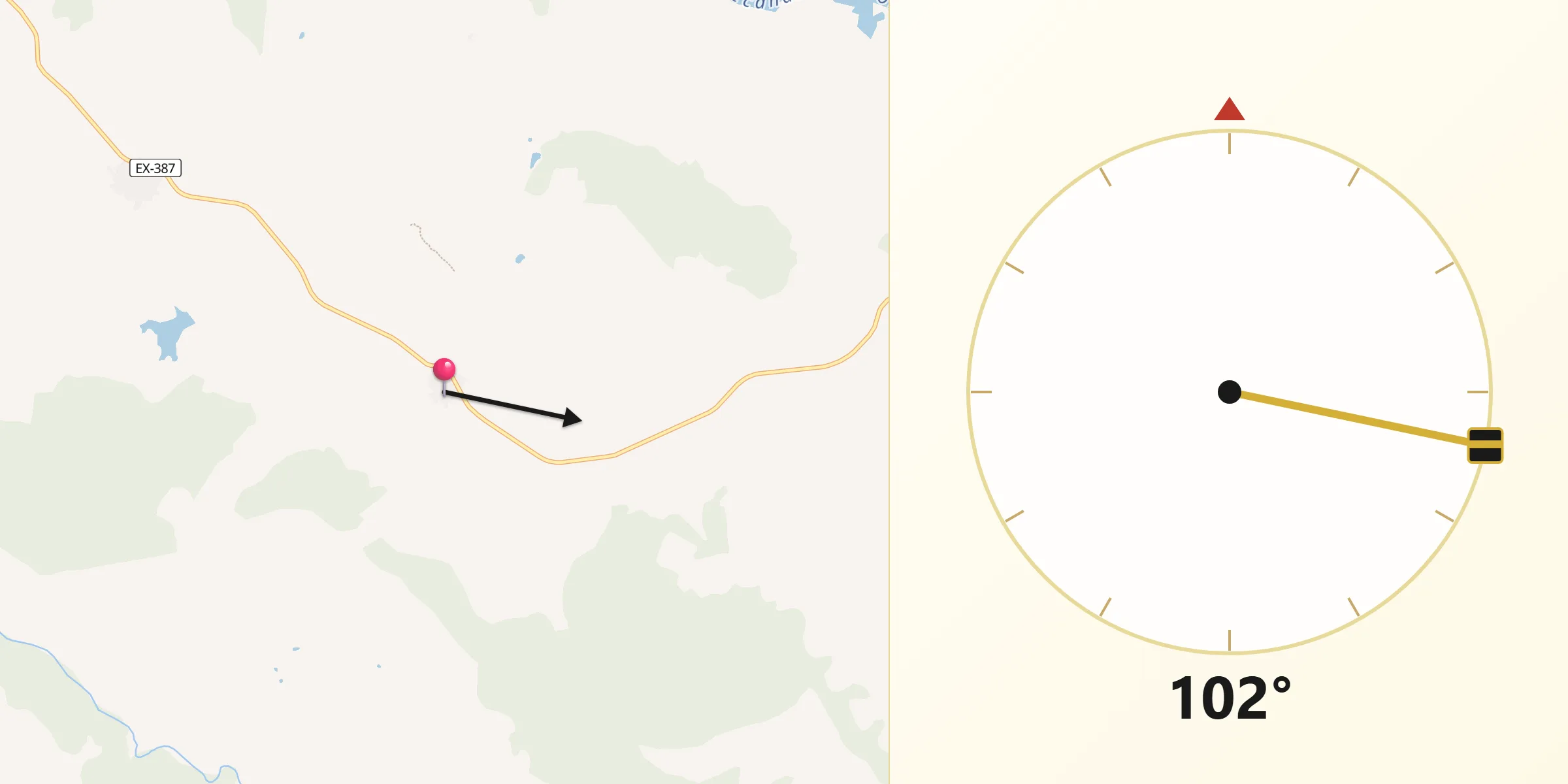 Dirección de la Qibla desde Garvín