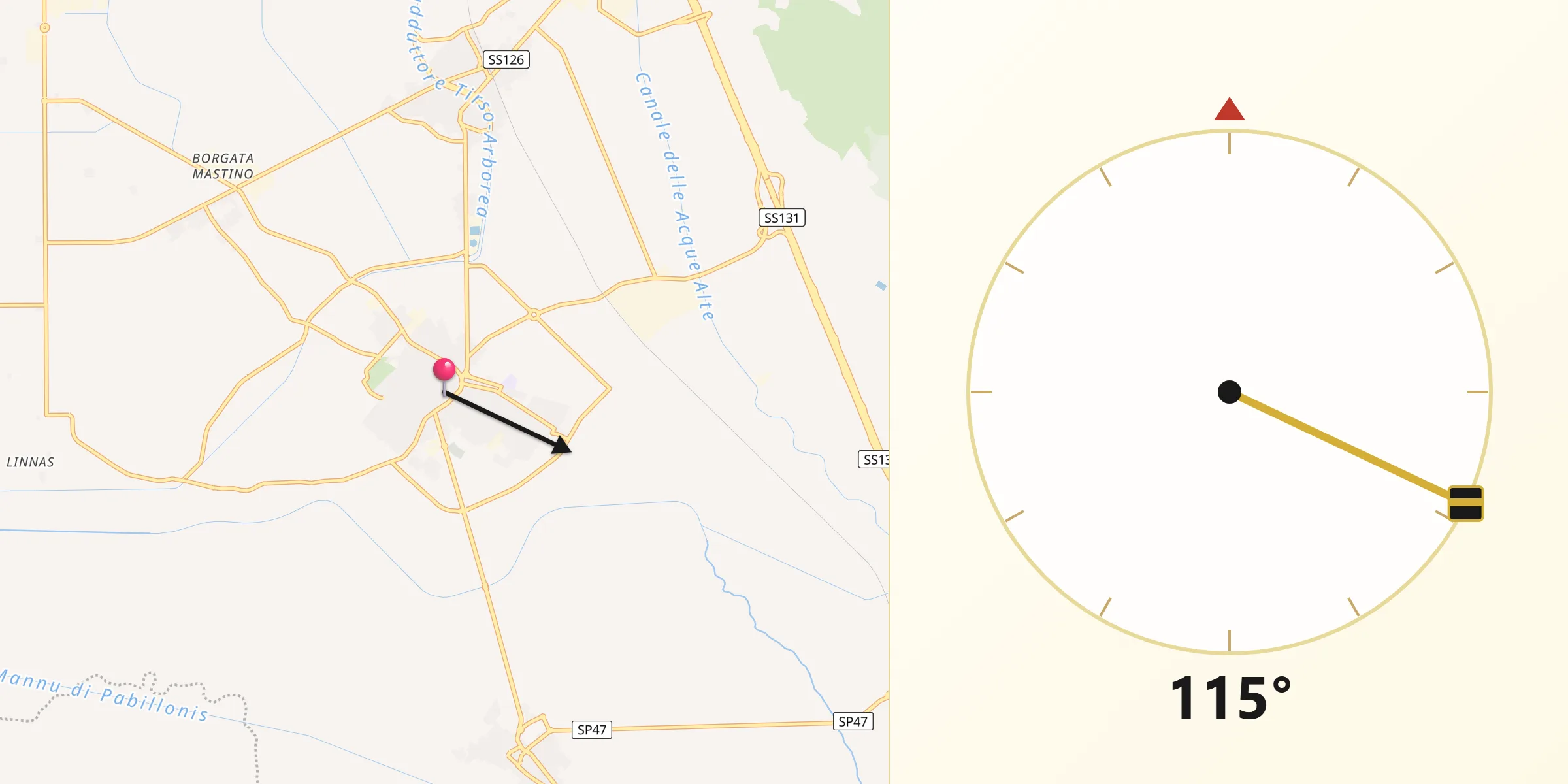 Direzione della Qibla da Terralba