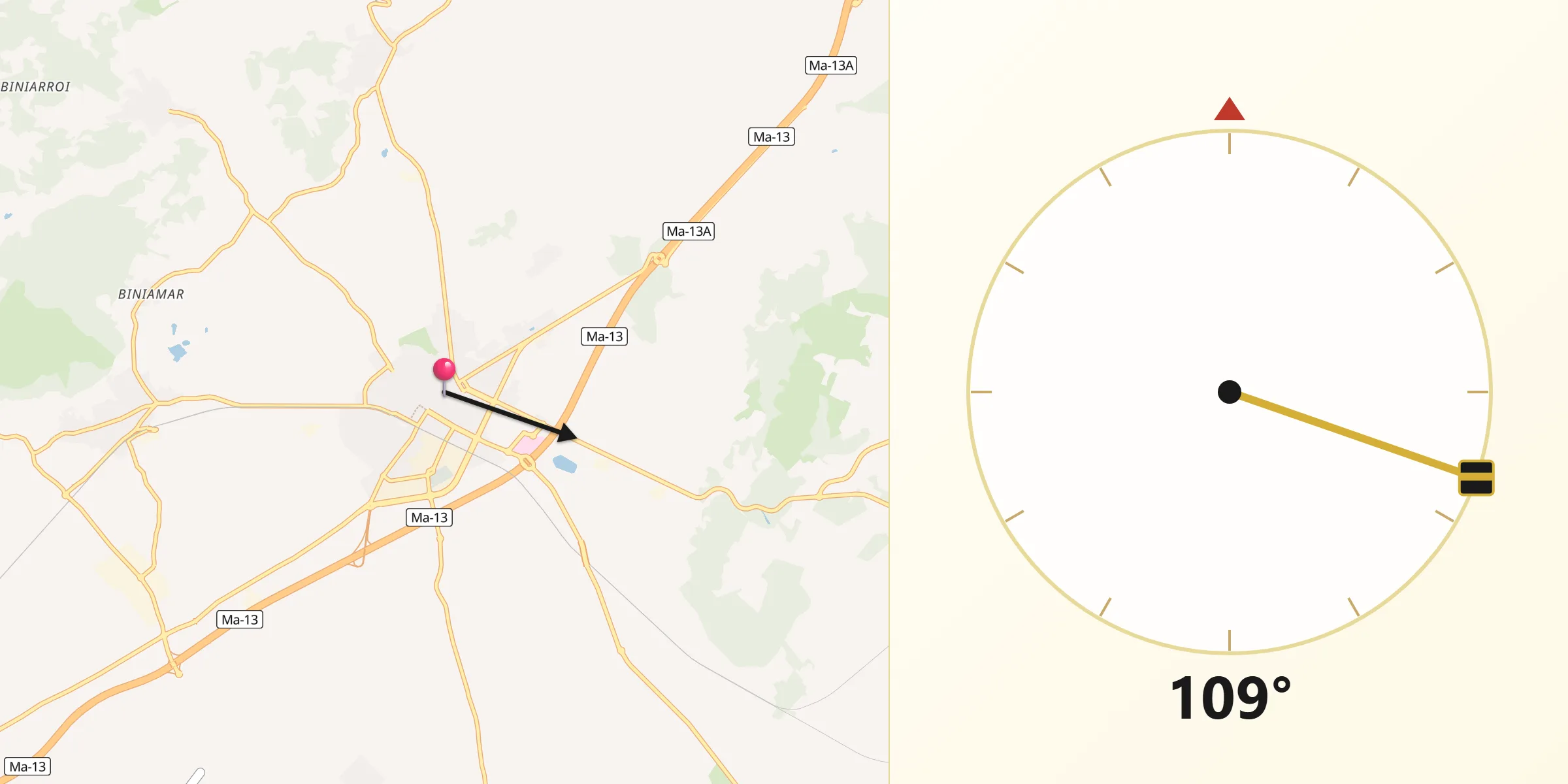 Dirección de la Qibla desde Inca