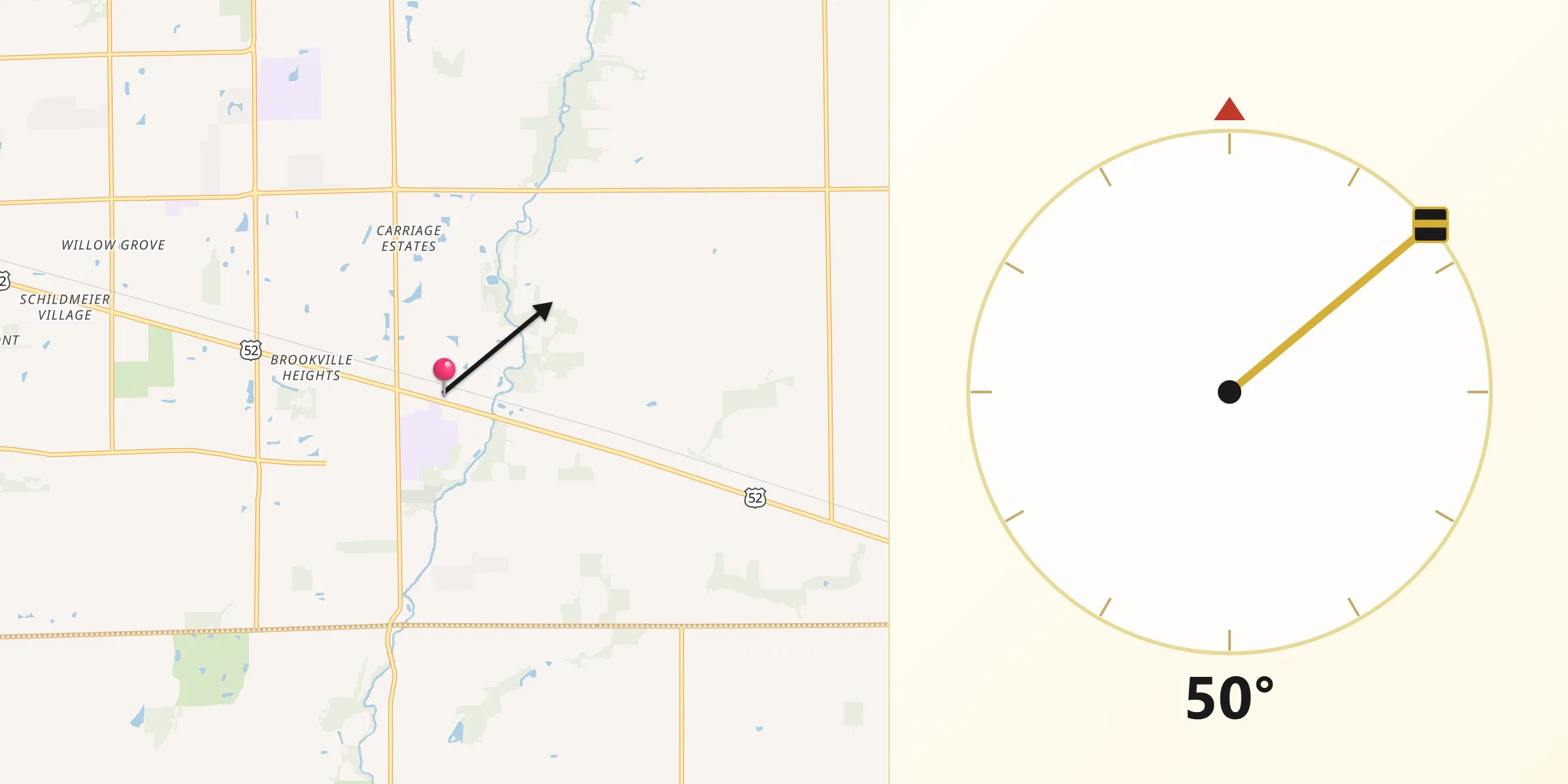 Qibla Direction from New Palestine