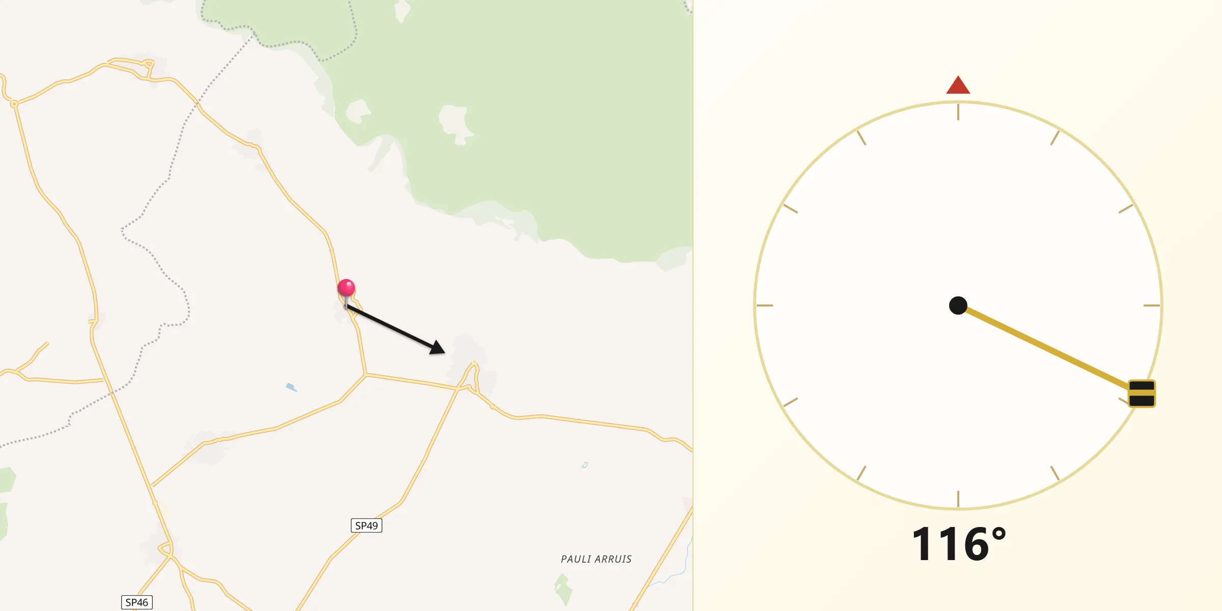 Direzione della Qibla da Setzu