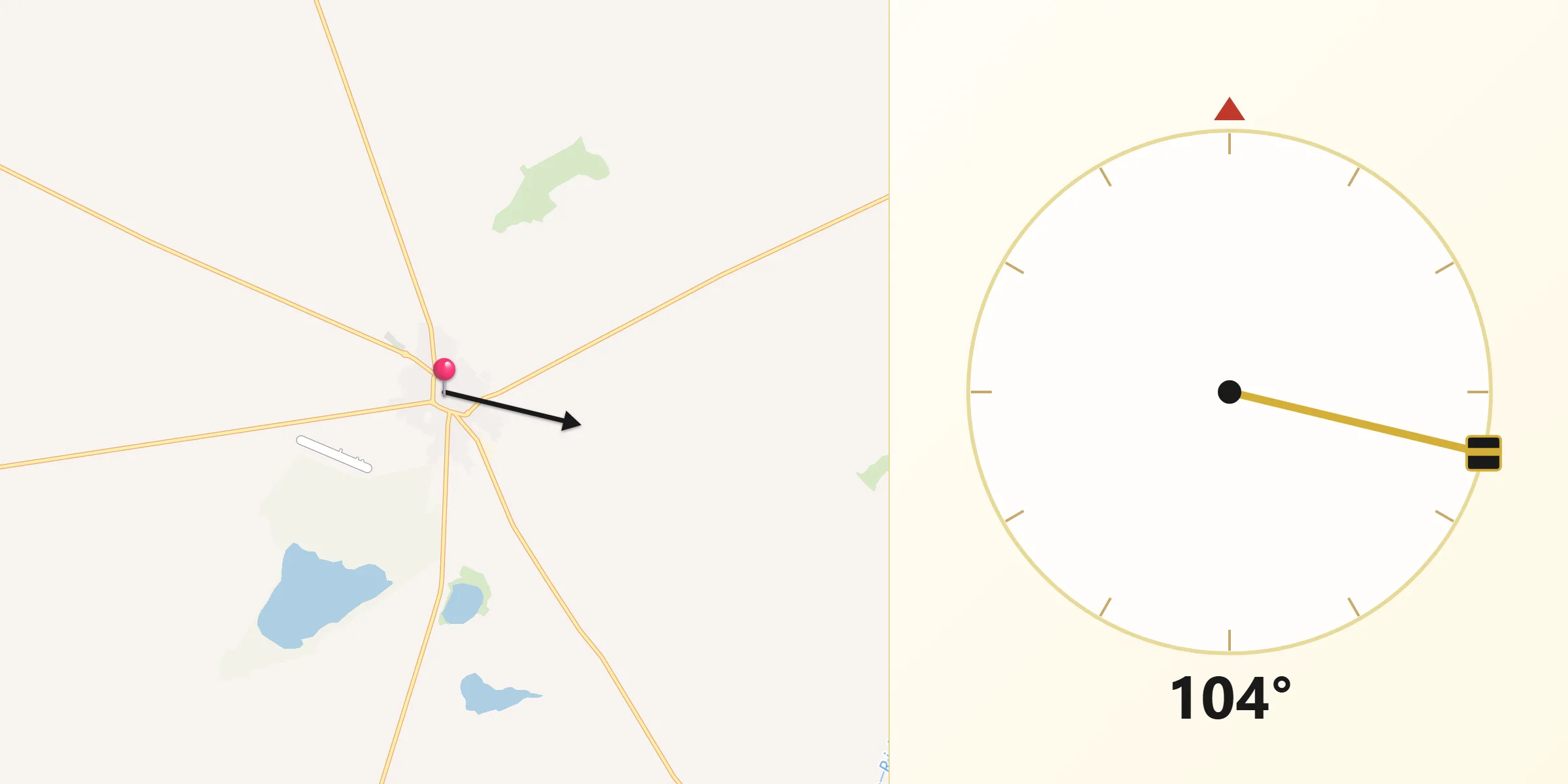 Dirección de la Qibla desde Lillo