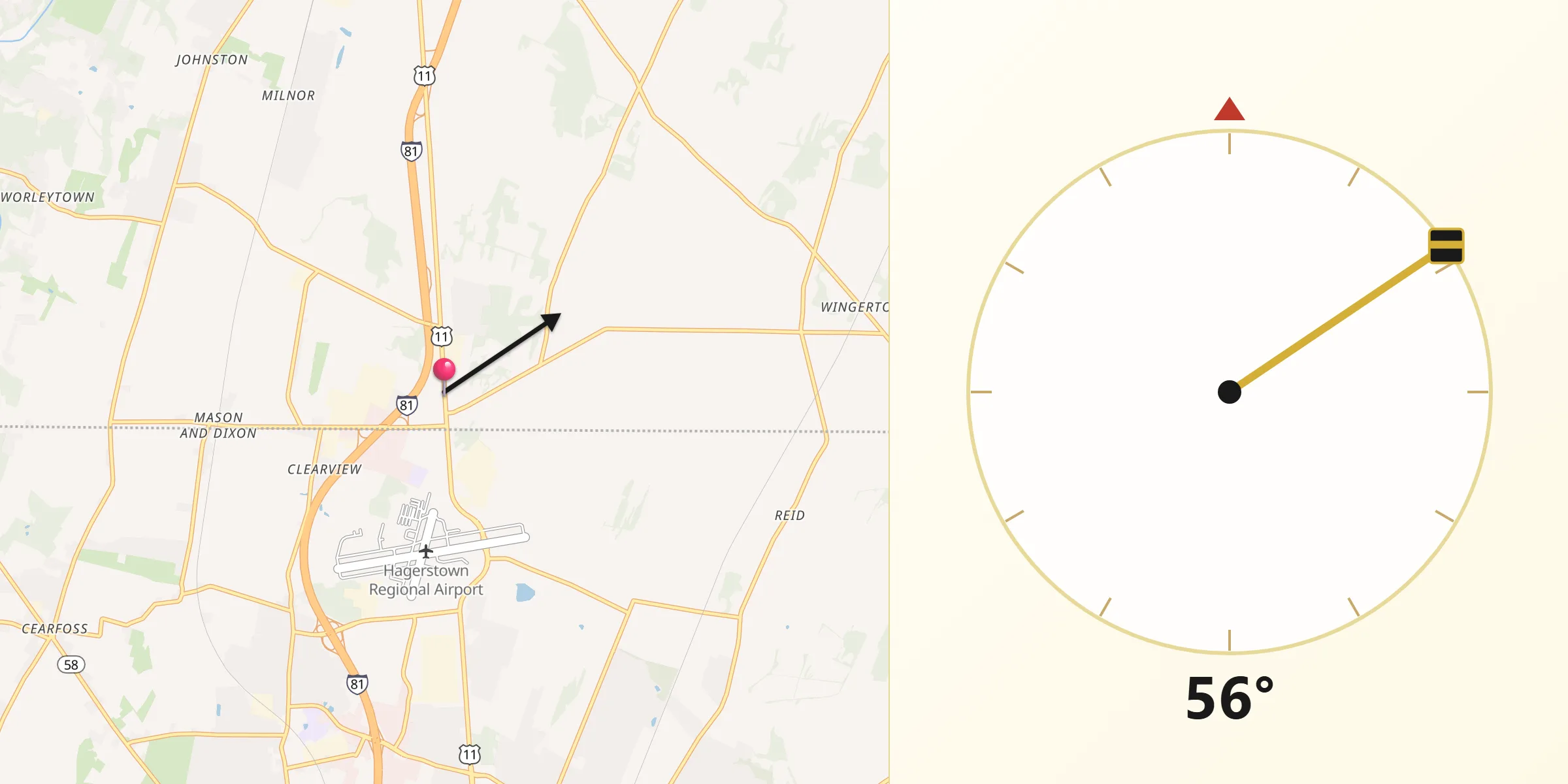 Qibla Direction from State Line