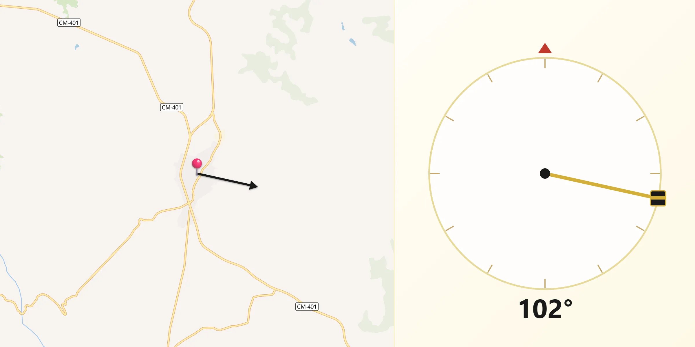 Dirección de la Qibla desde Navalmorales Los
