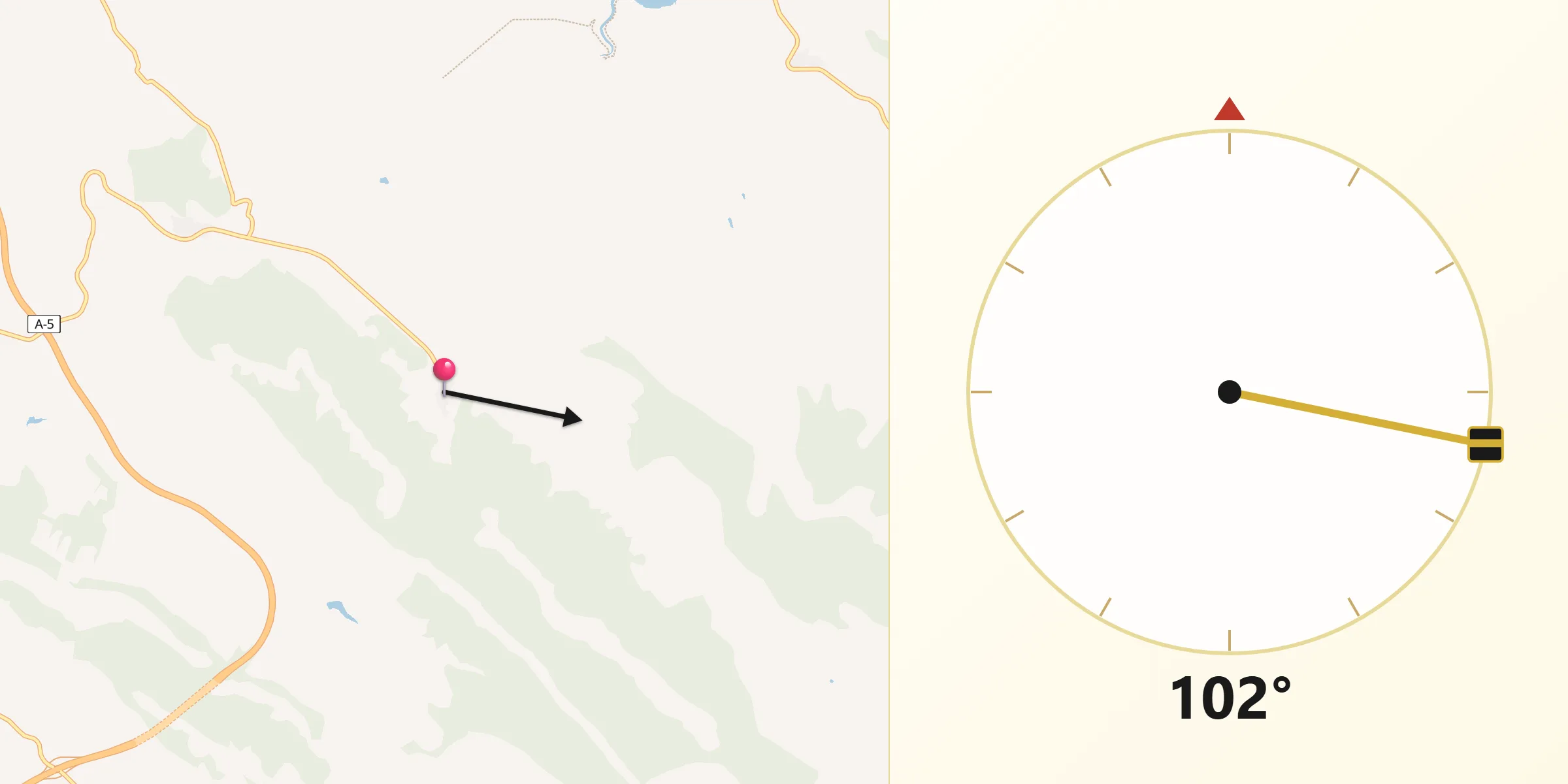 Dirección de la Qibla desde Higuera