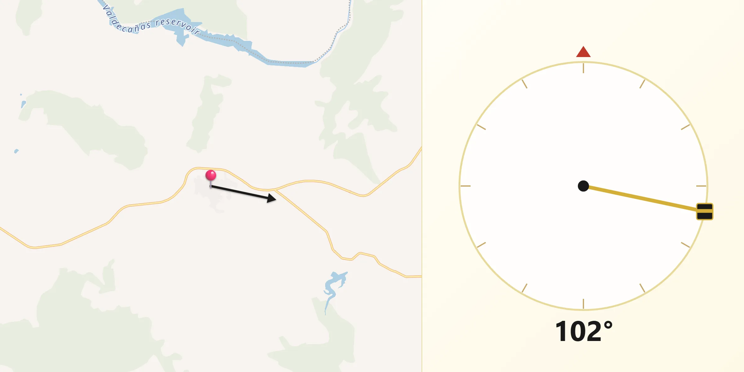 Dirección de la Qibla desde Valdelacasa de Tajo