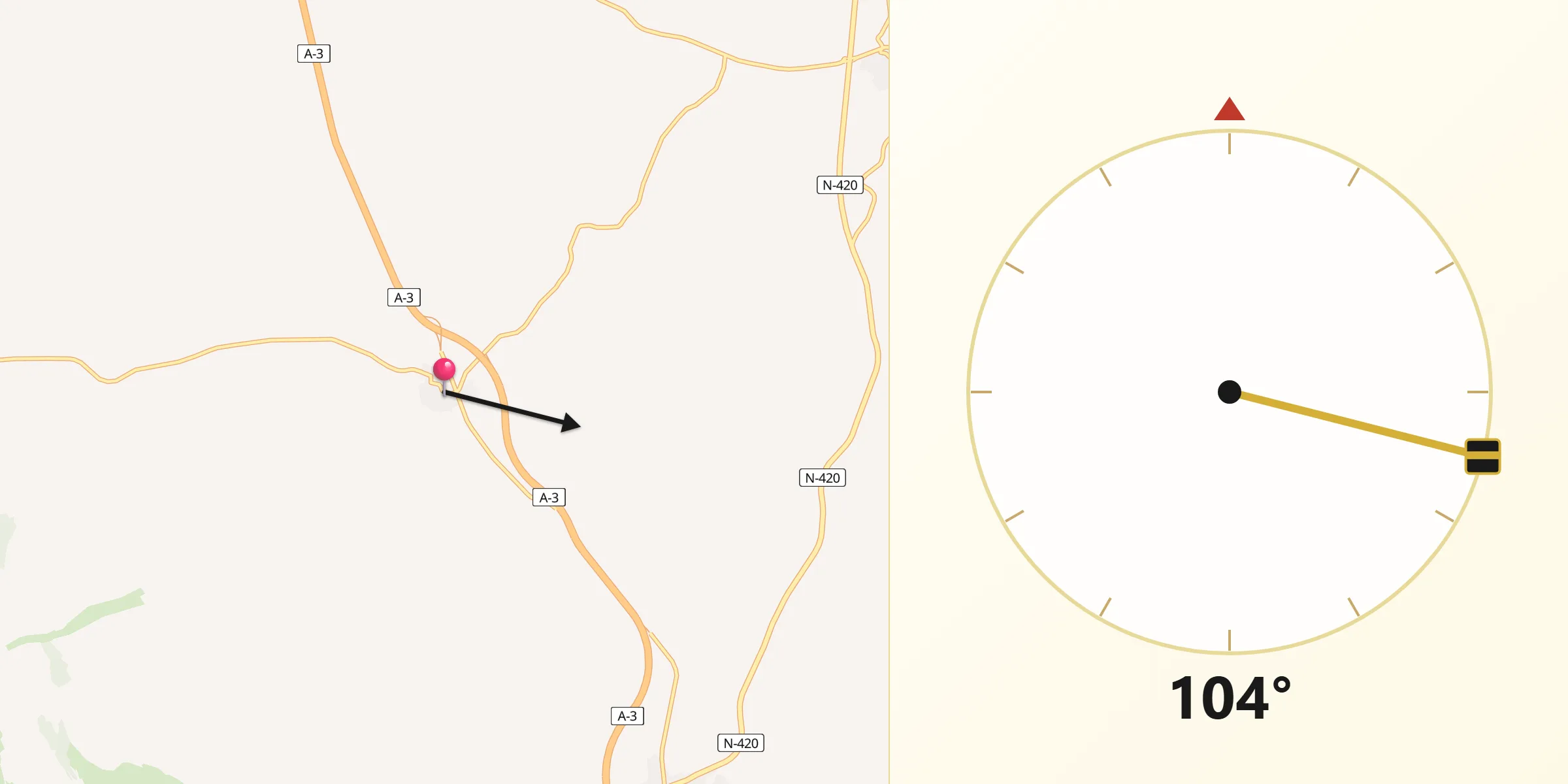Dirección de la Qibla desde La Hinojosa