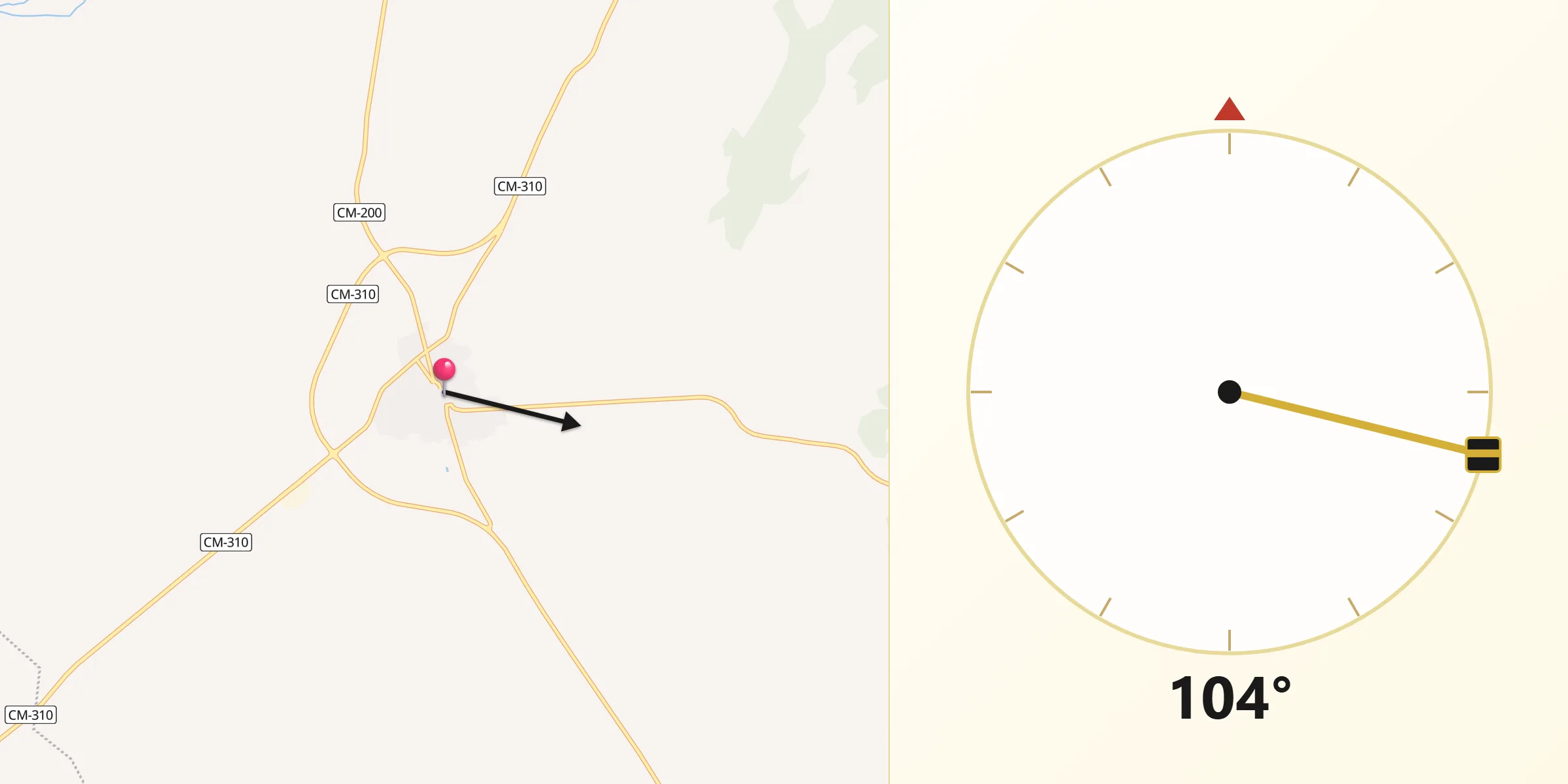 Dirección de la Qibla desde Villamayor de Santiago