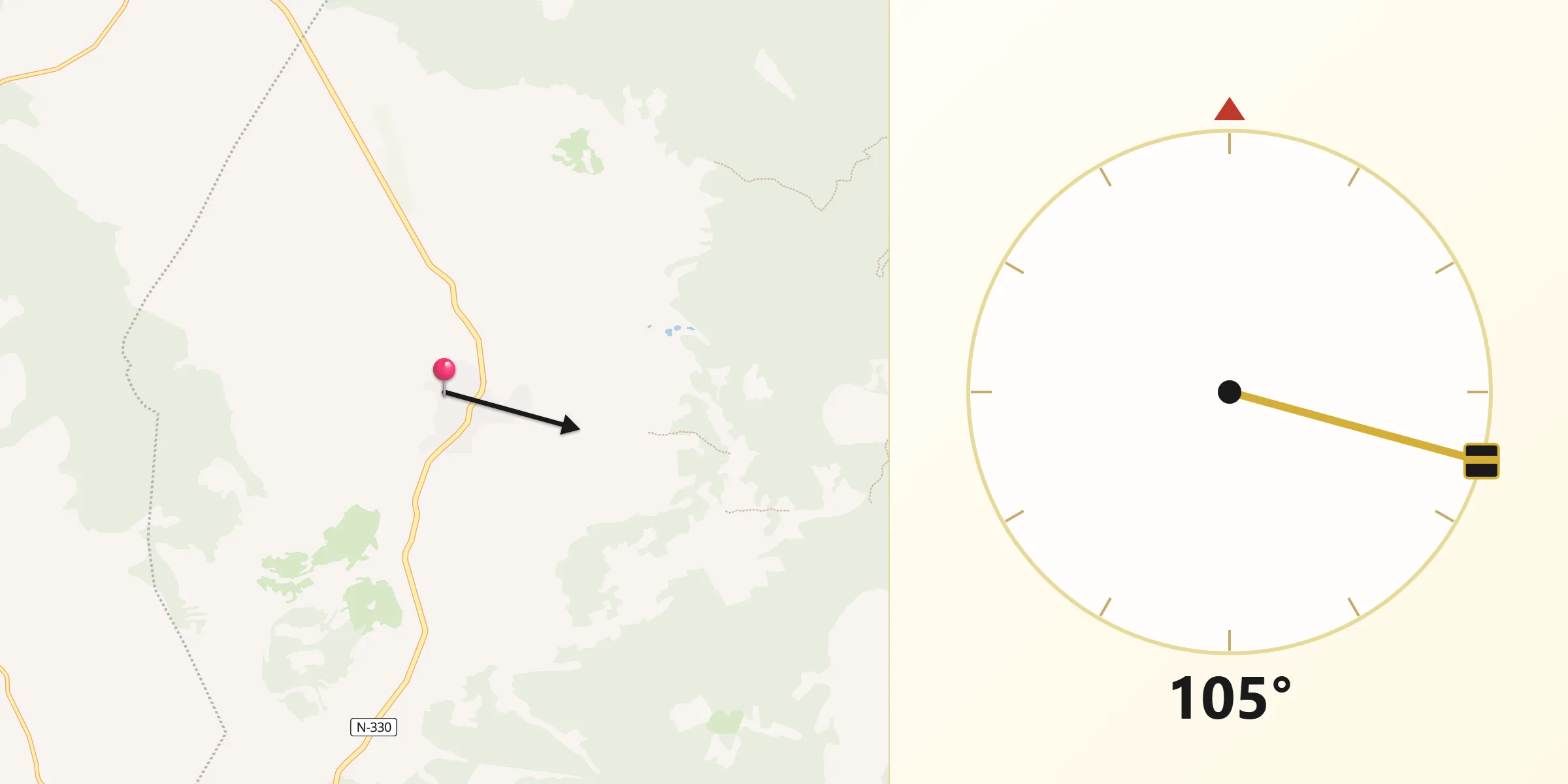 Dirección de la Qibla desde Sinarcas