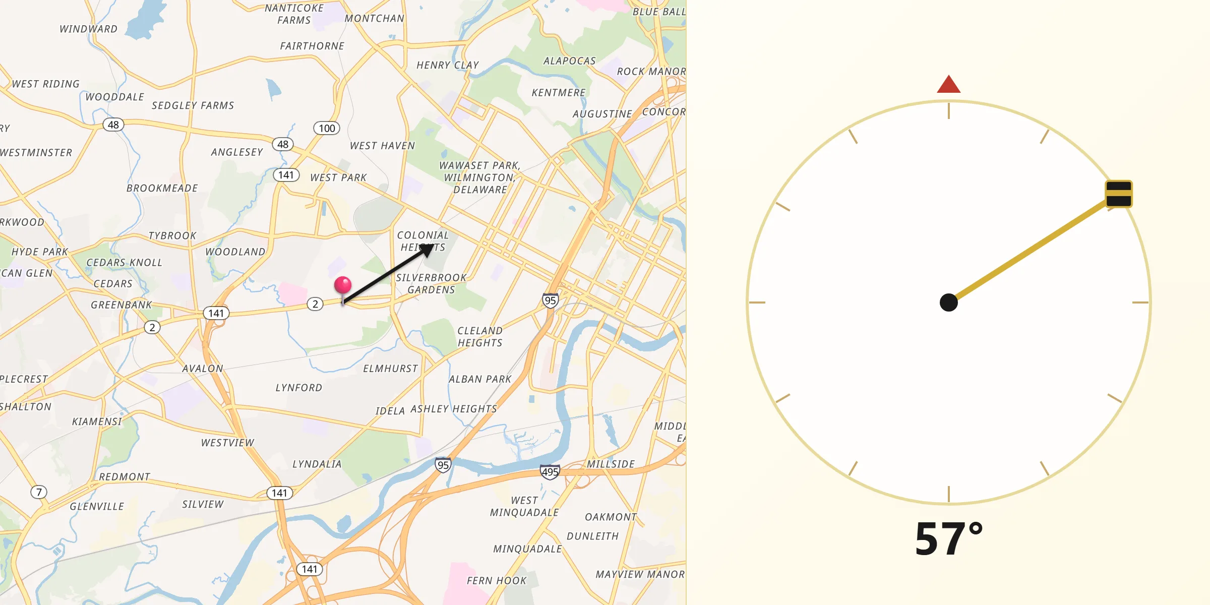 Qibla Direction from Elsmere