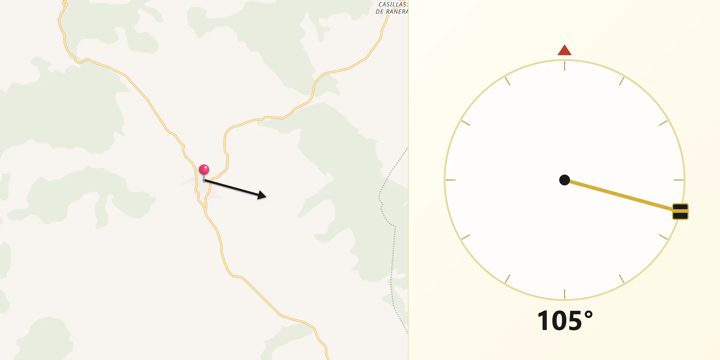 Dirección de la Qibla desde Aliaguilla