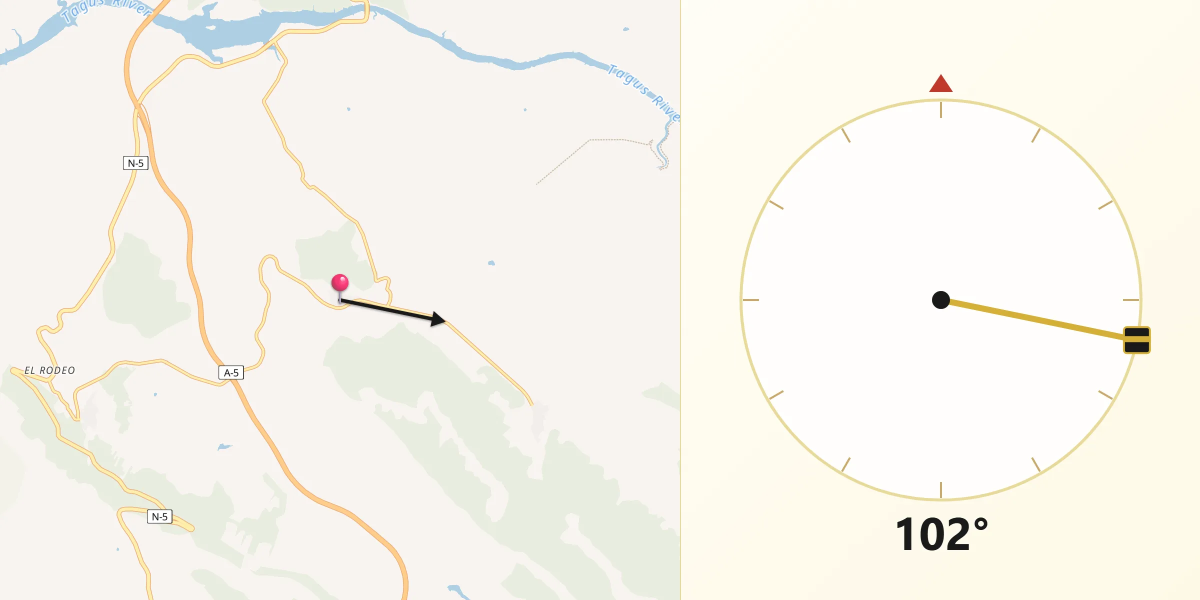 Dirección de la Qibla desde Romangordo