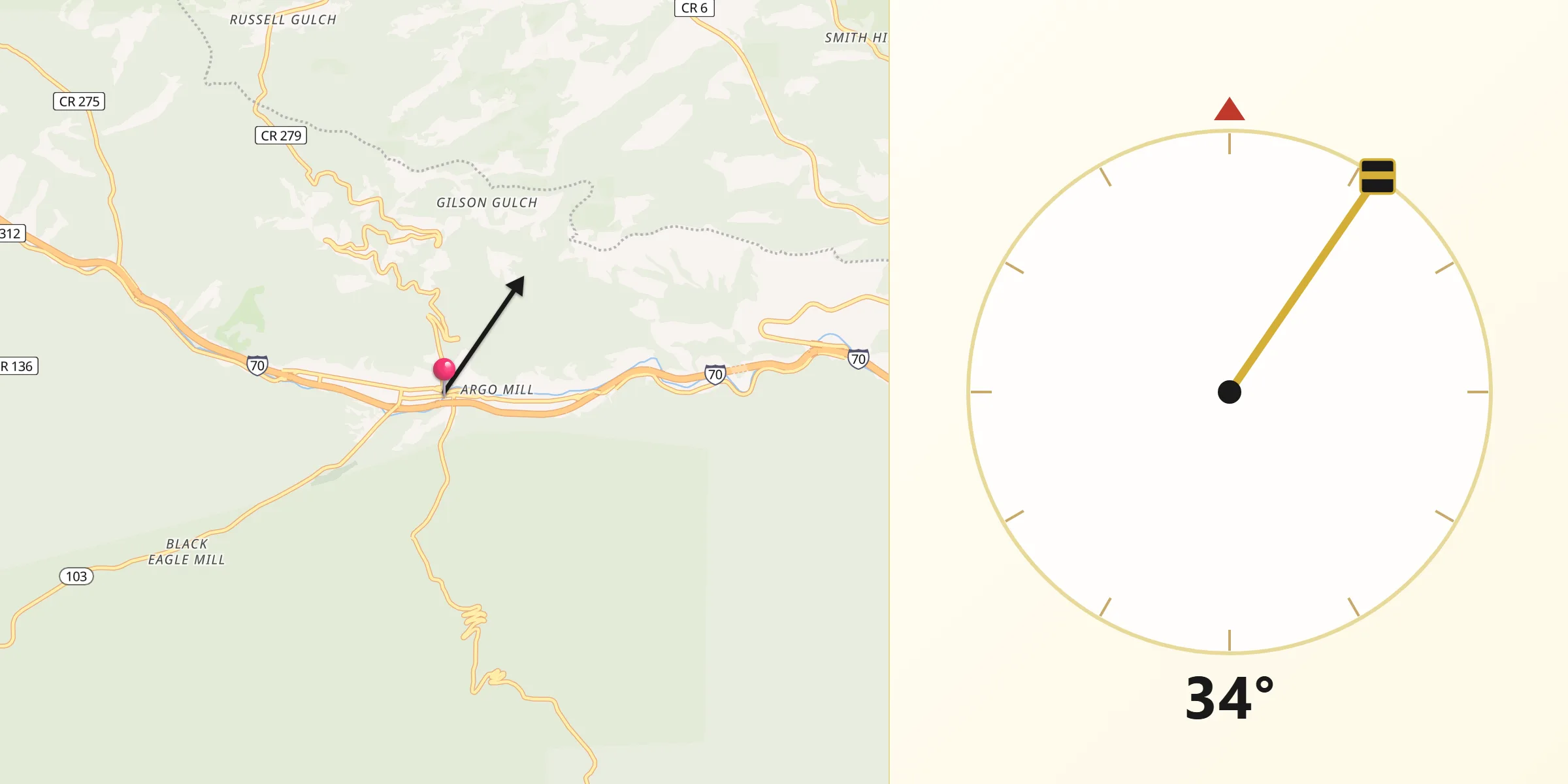 Qibla Direction from Idaho Springs