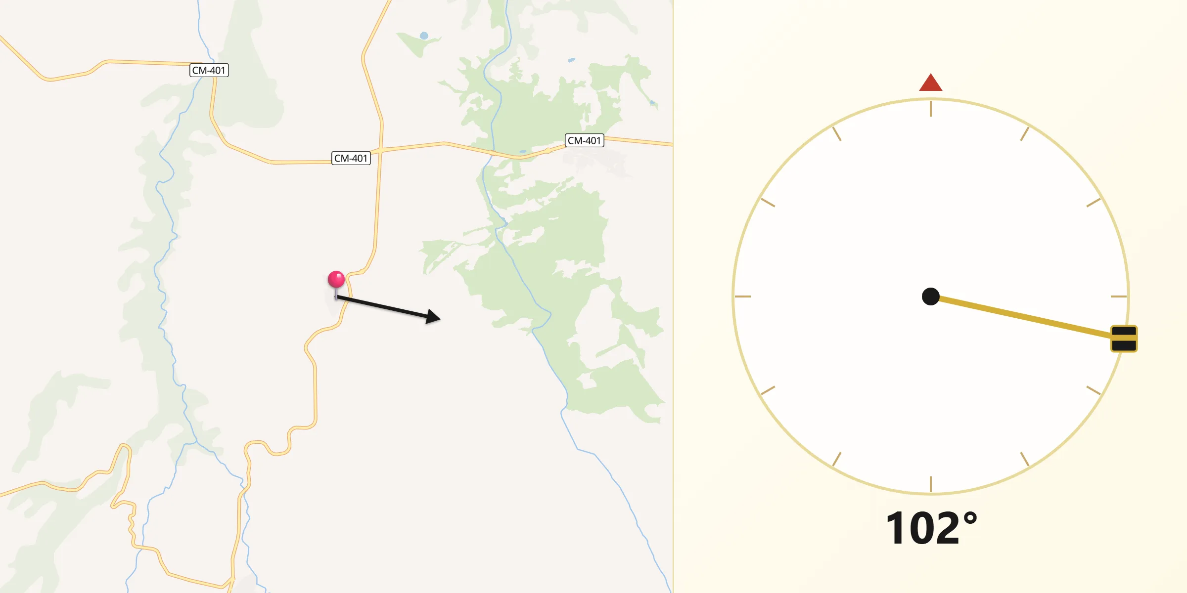 Dirección de la Qibla desde Retamoso de la Jara