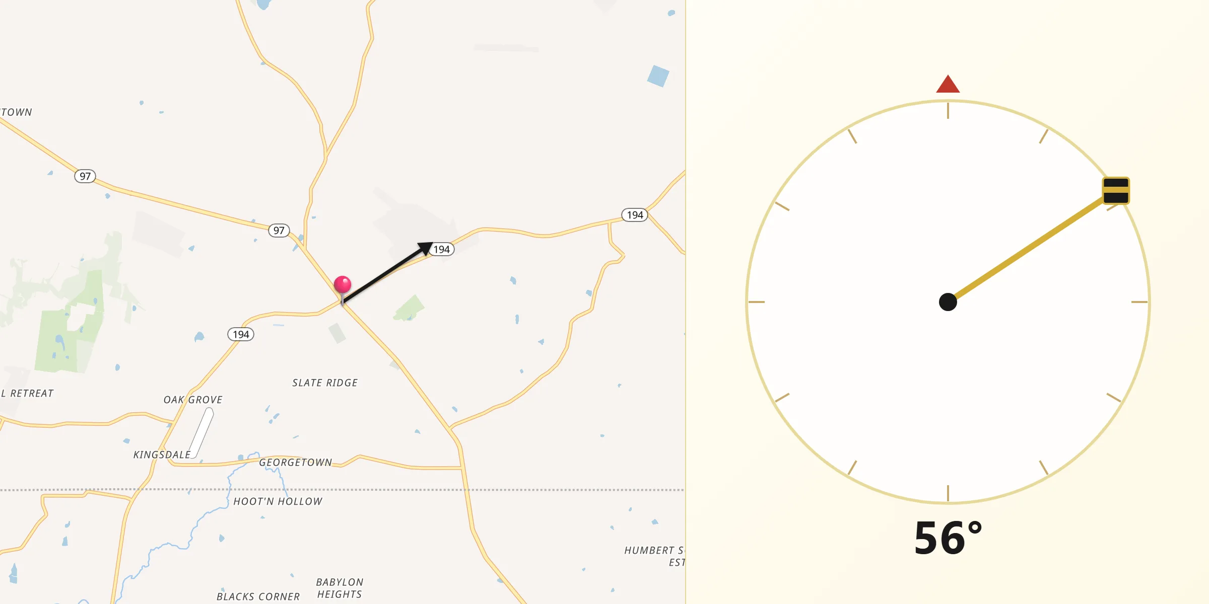 Qibla Direction from Littlestown