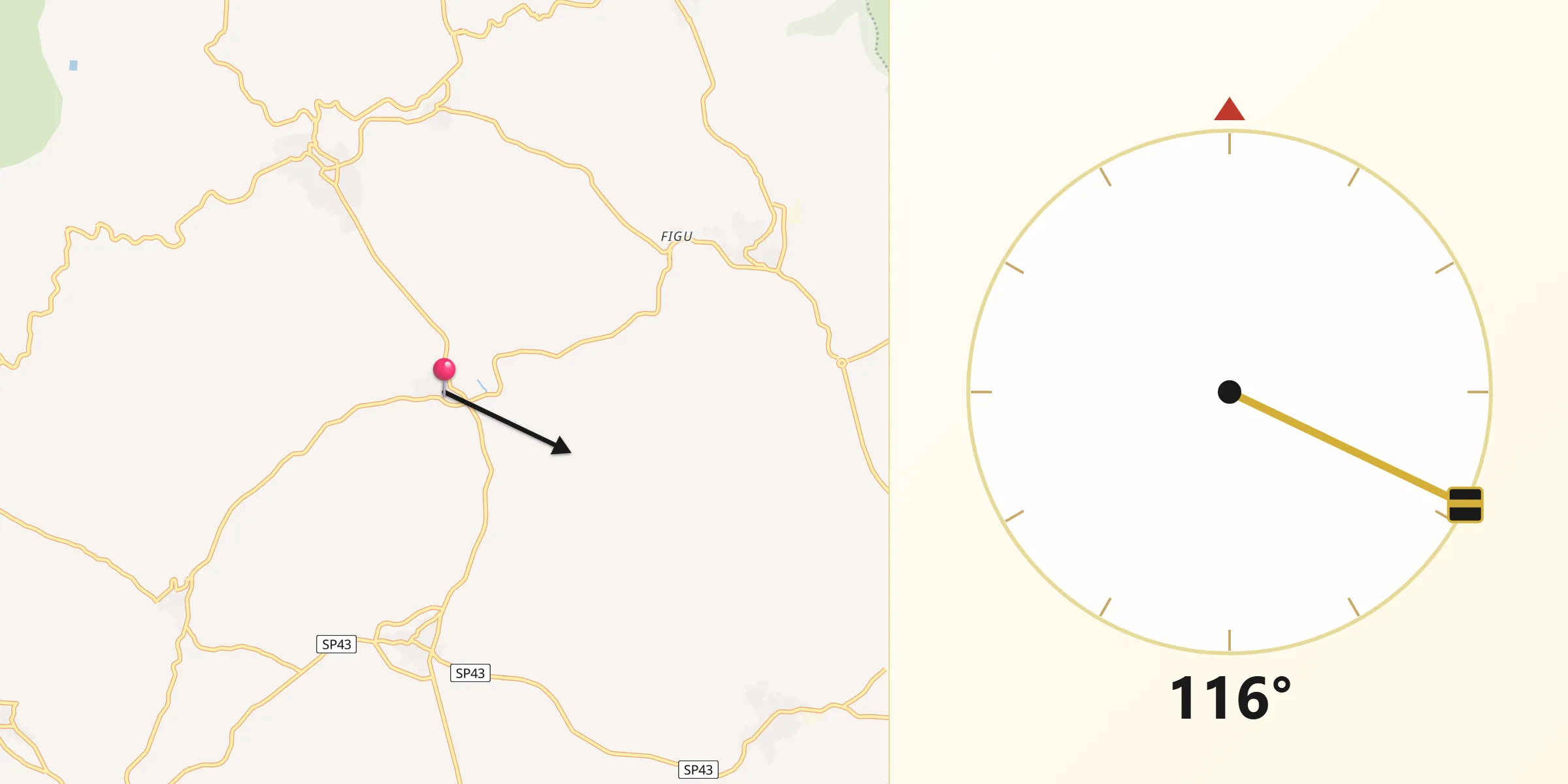 Direzione della Qibla da Curcuris