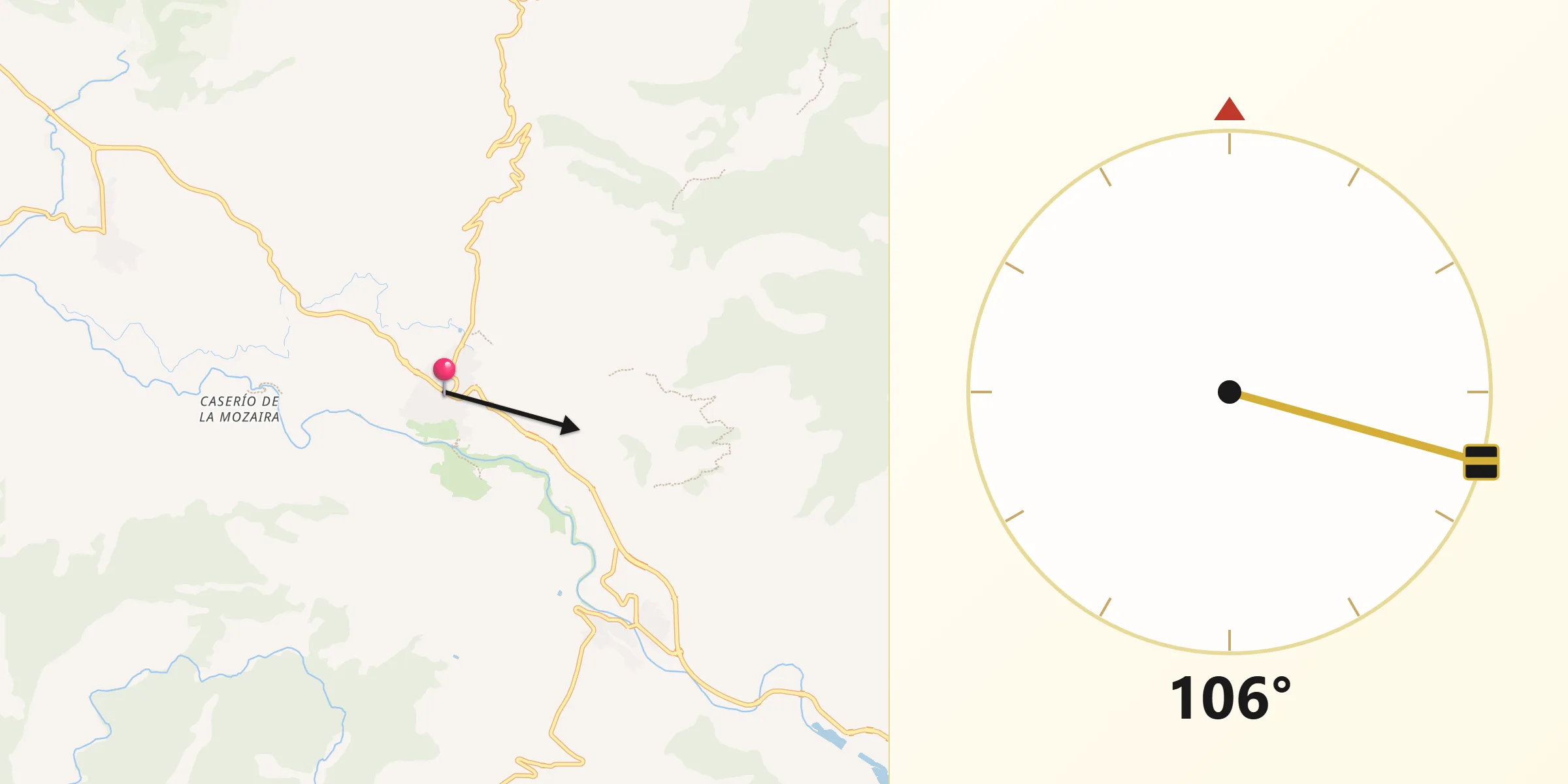 Dirección de la Qibla desde Chelva