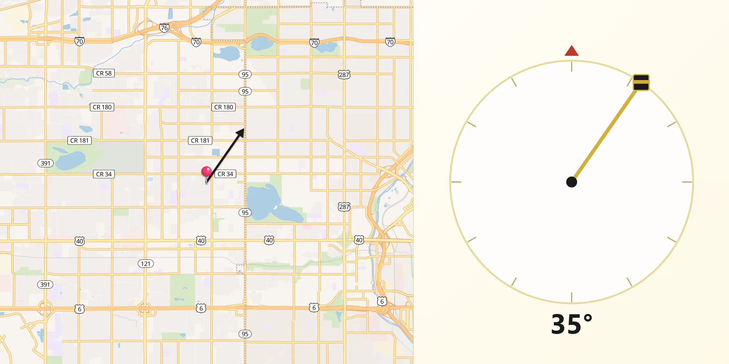 Qibla Direction from Edgewater