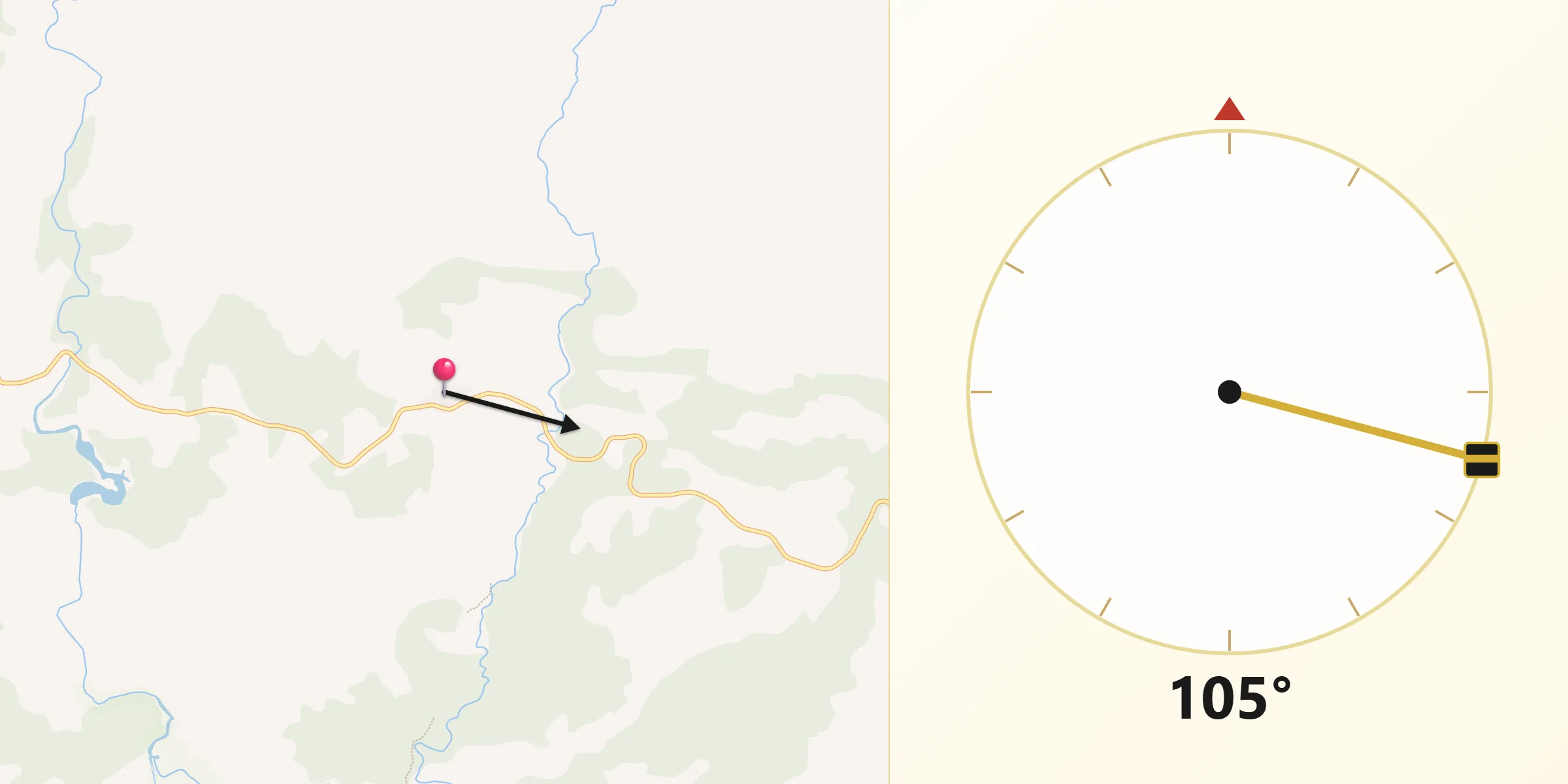 Dirección de la Qibla desde Víllora