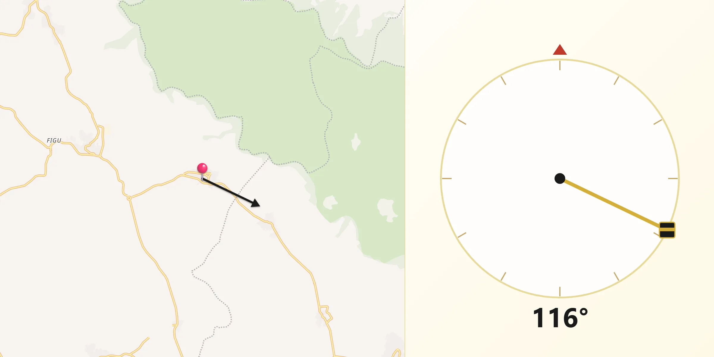 Direzione della Qibla da Sini