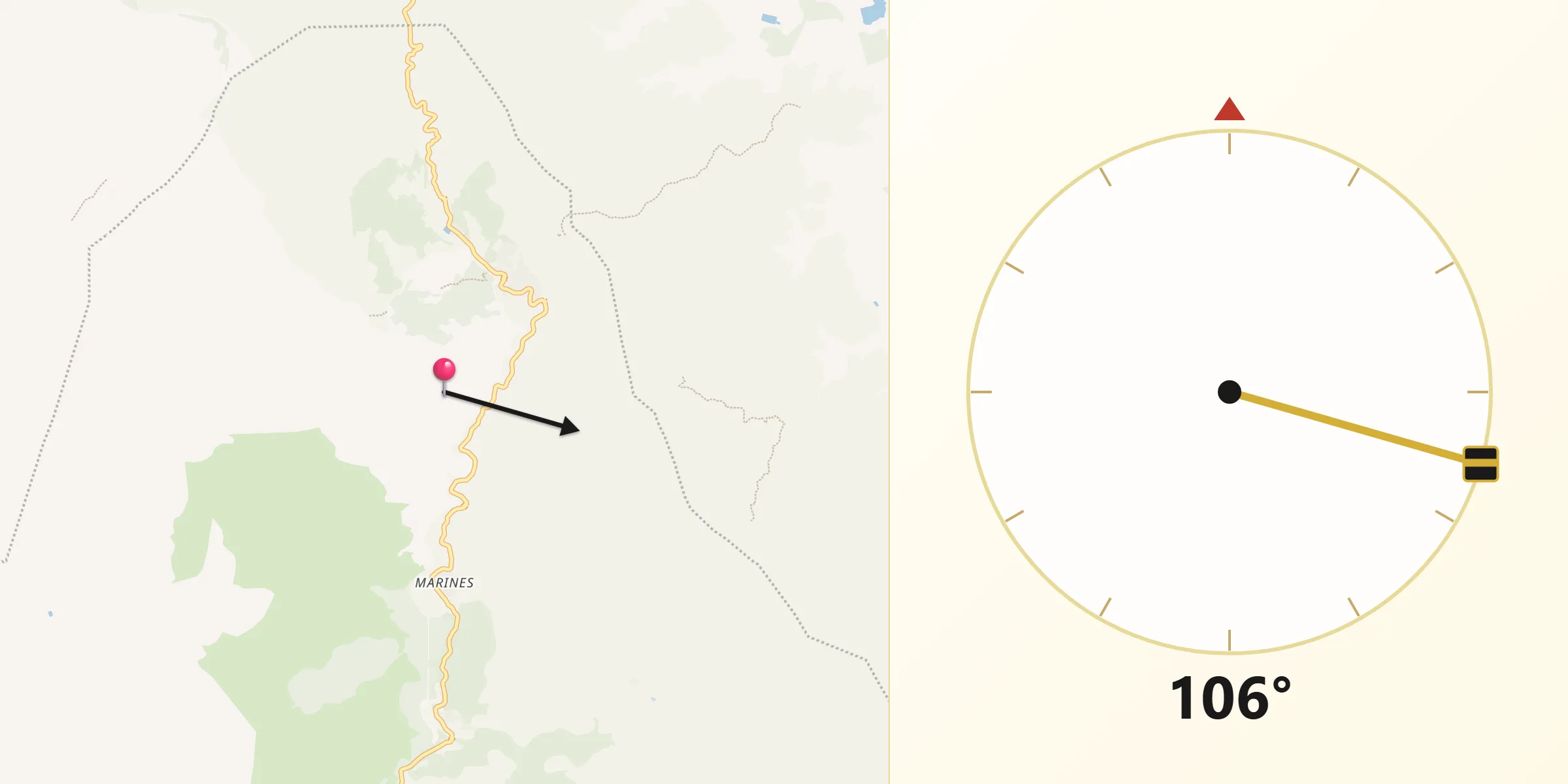 Dirección de la Qibla desde Gátova